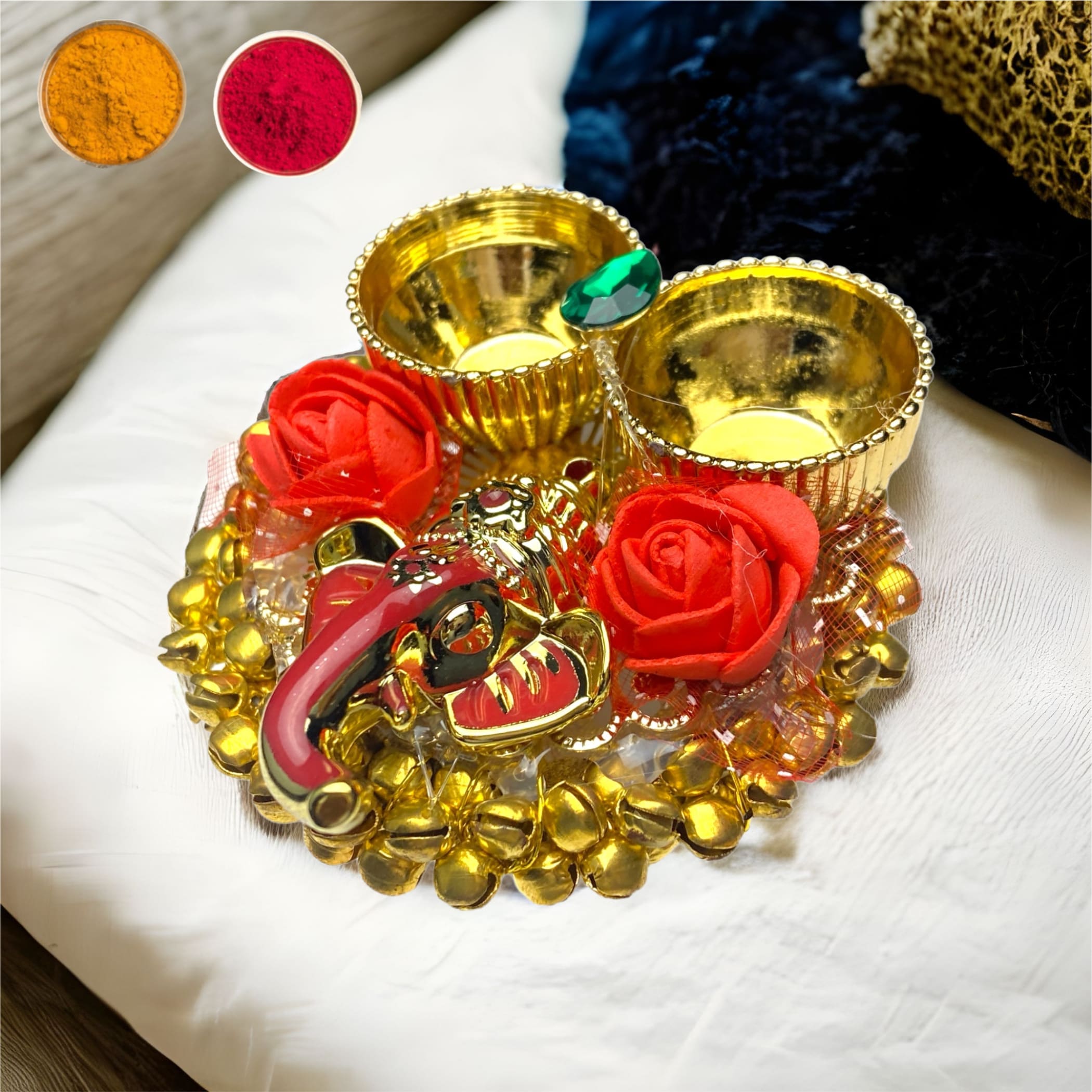 Ganesha bulk haldi kumkum thali holder pooja return gift