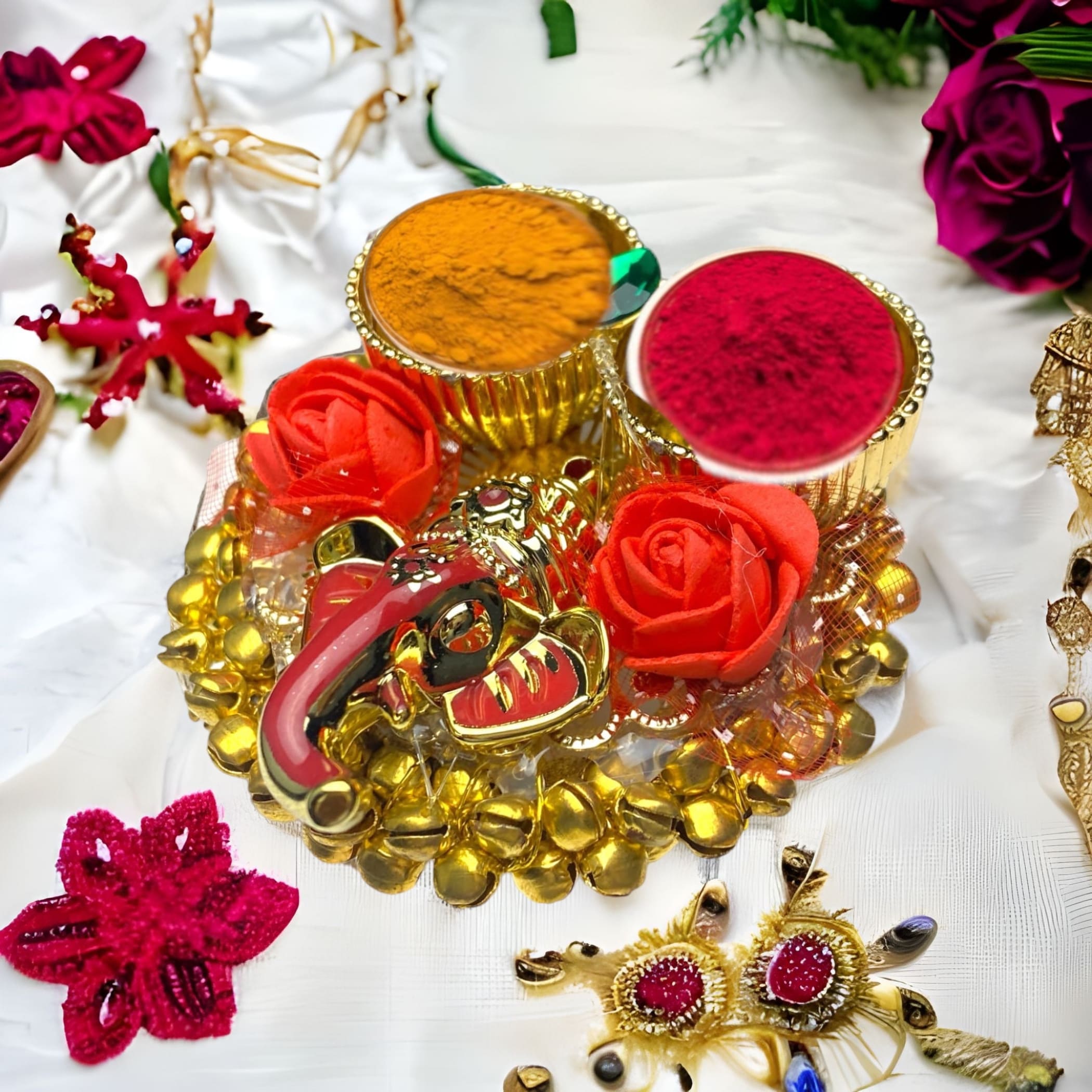 Ganesha bulk haldi kumkum thali holder pooja return gift