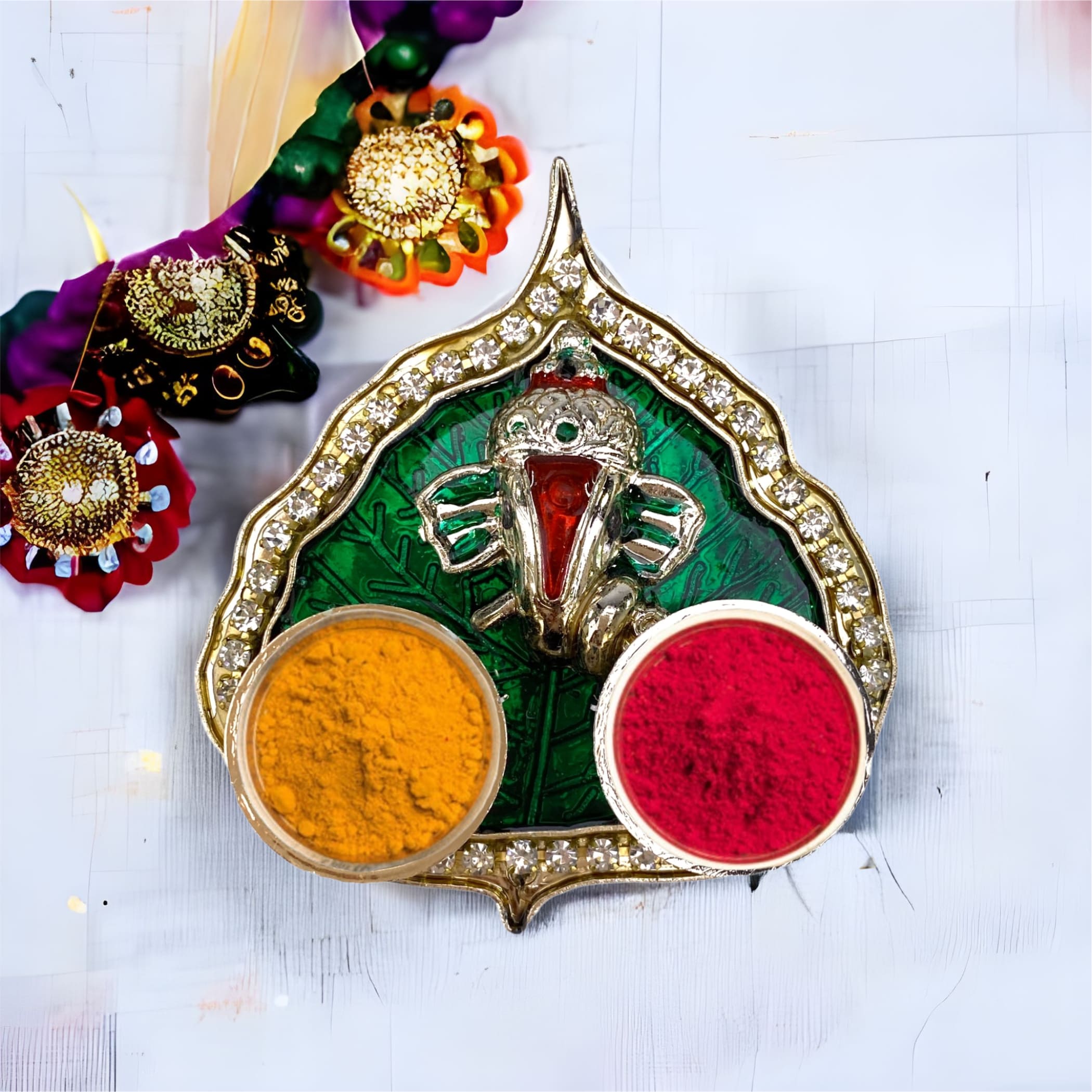 Ganesha bulk haldi kumkum thali holder pooja return gift