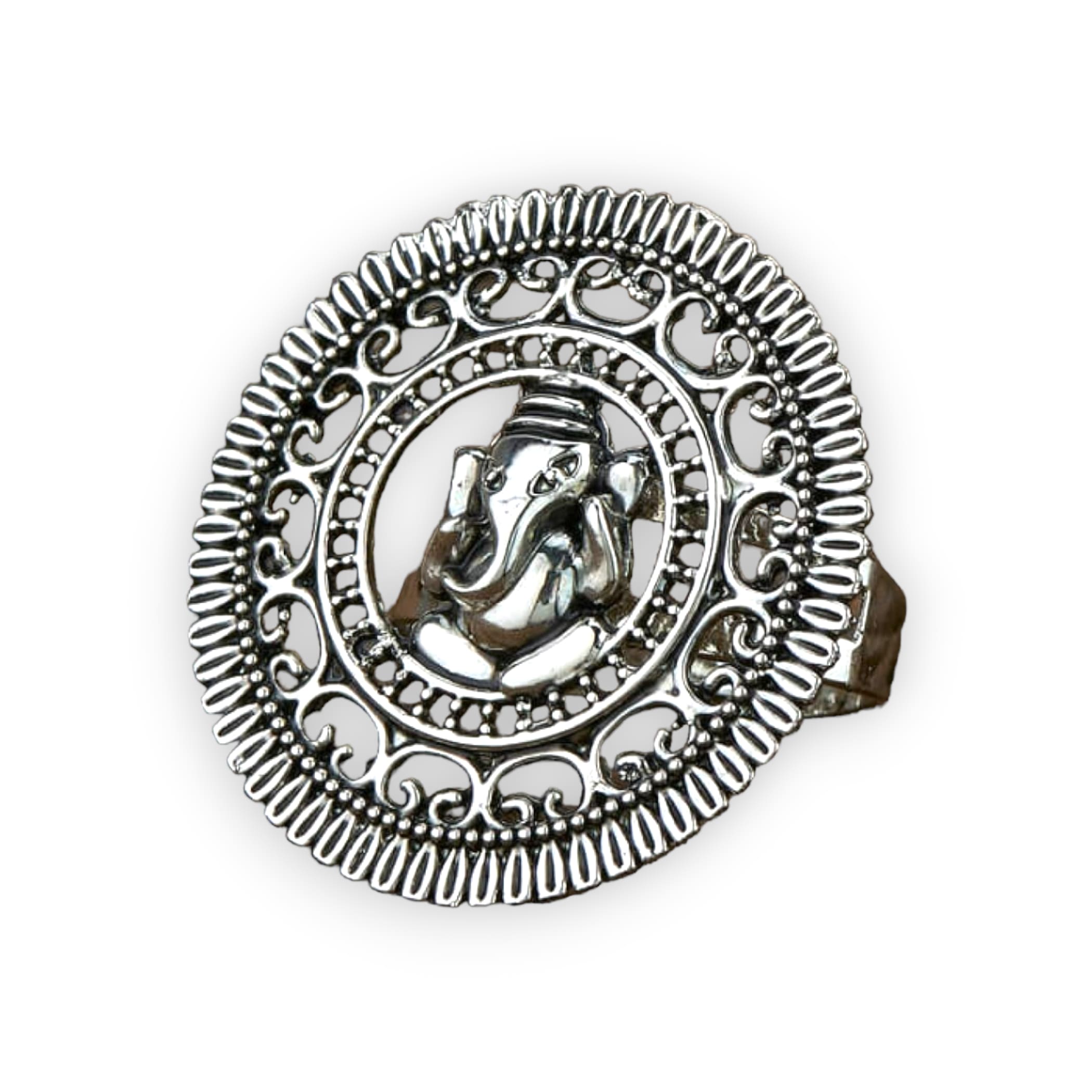 Ganesha classic ring with oxidized plating women rings