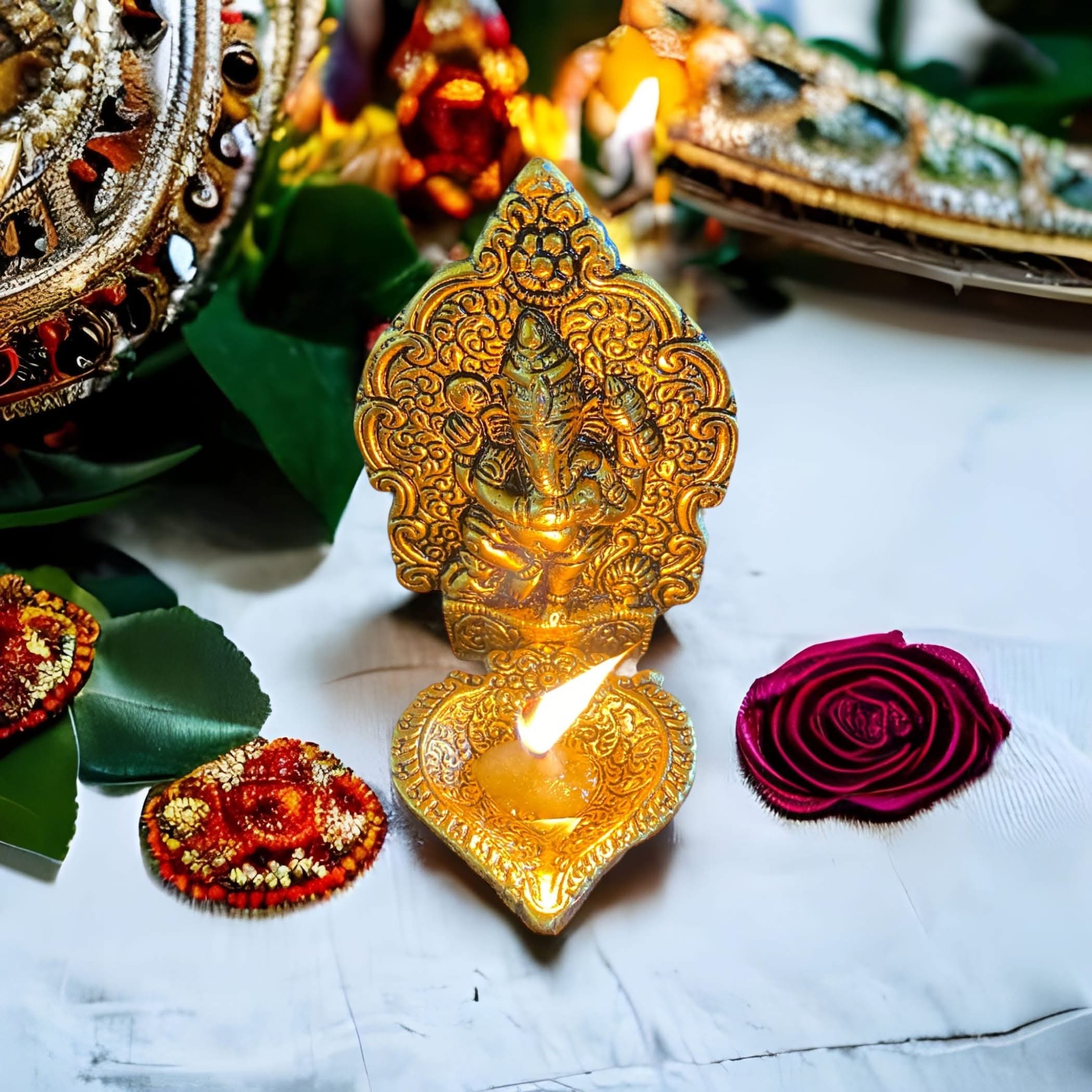 Ganesha diya indian handcrafted brass diwali gift lamp