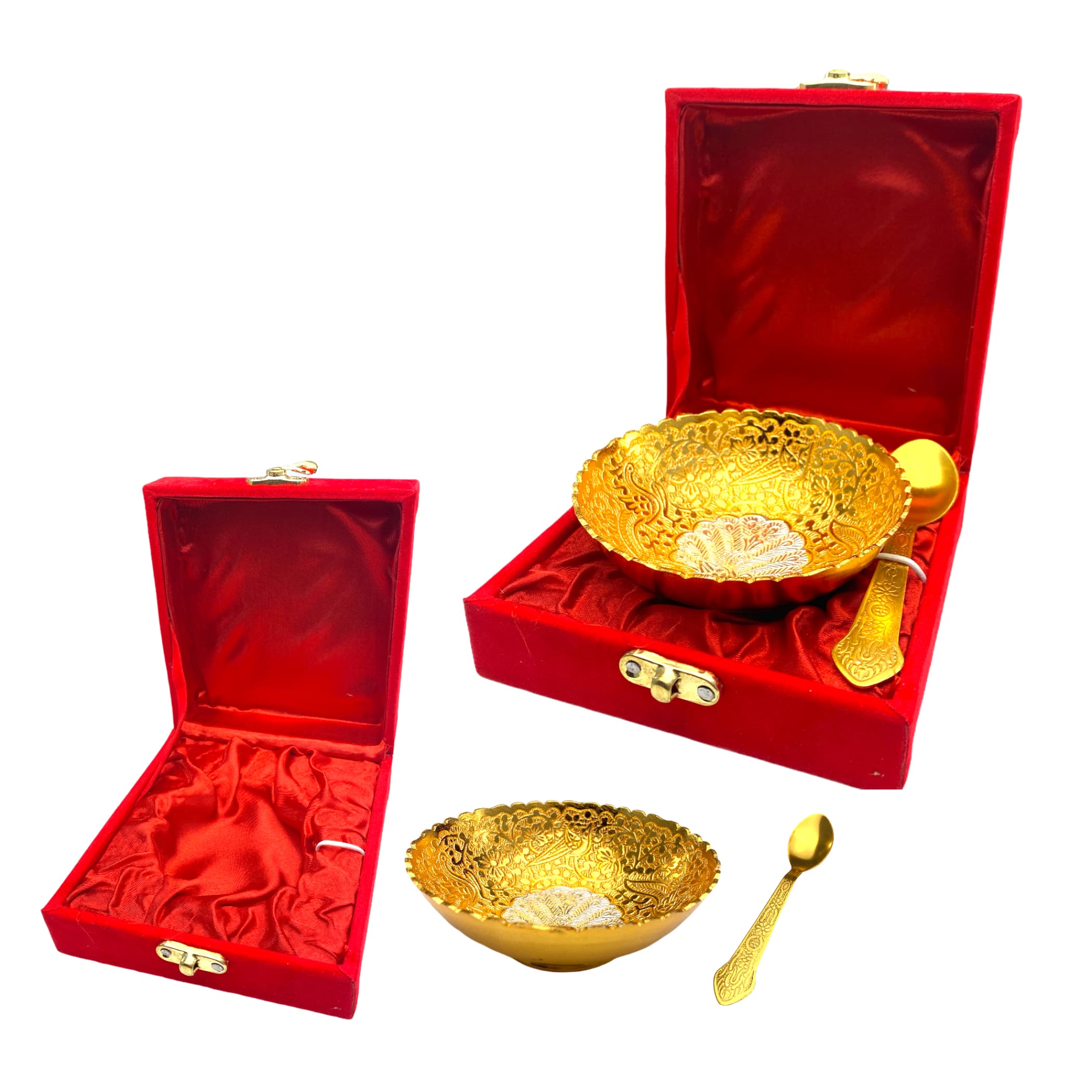 German Silver Gold Bowl Set Navrathri Diwali Deepavali Gift