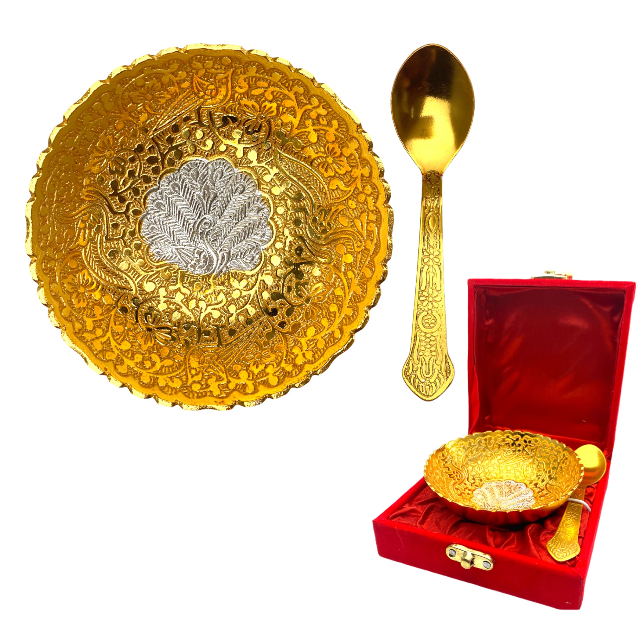 German silver gold bowl set navrathri diwali deepavali gift