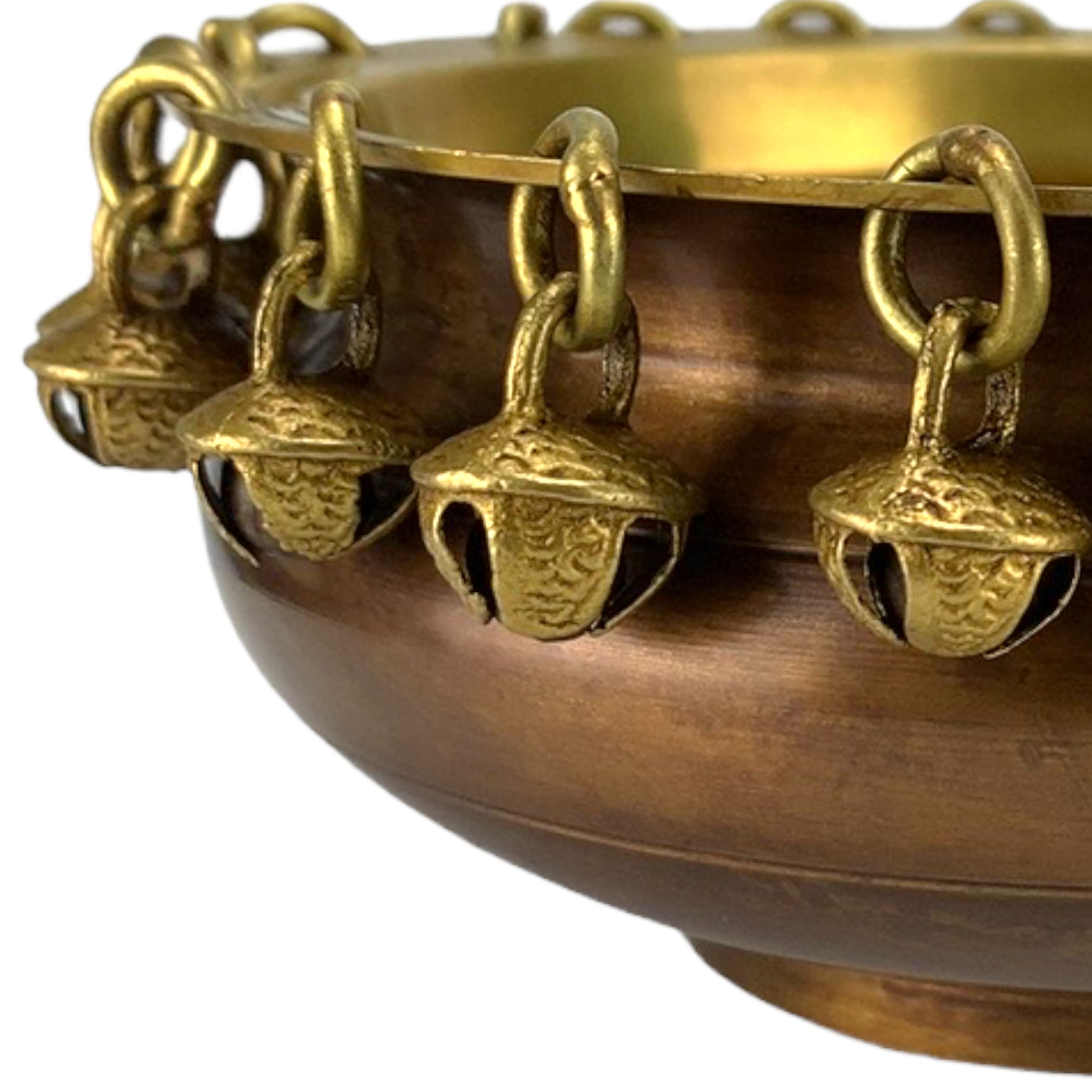 Ghungroo brass urli bowl center table decor showpiece for