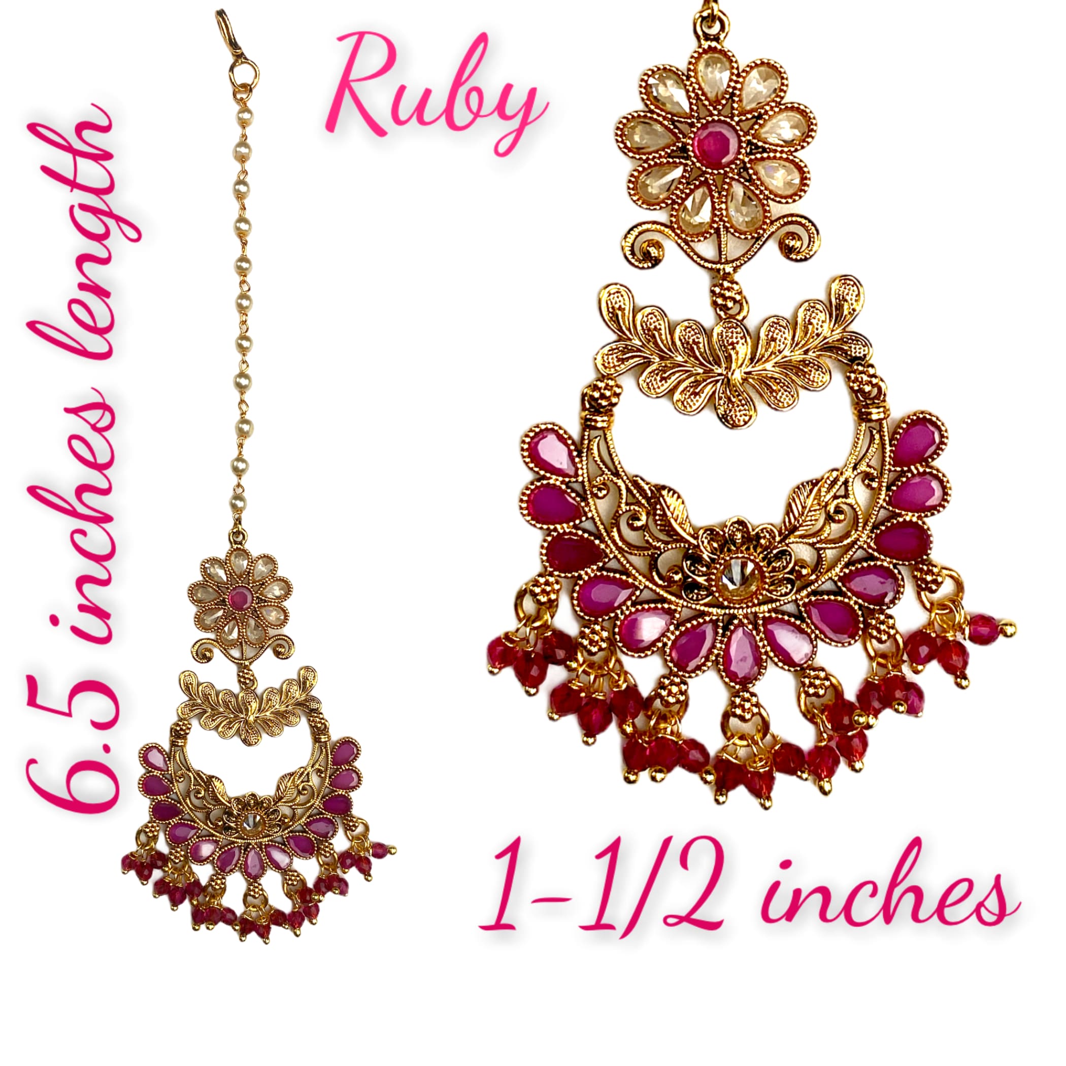 Gold plated chand tika maang tikka pakistani jewelry jhoomer