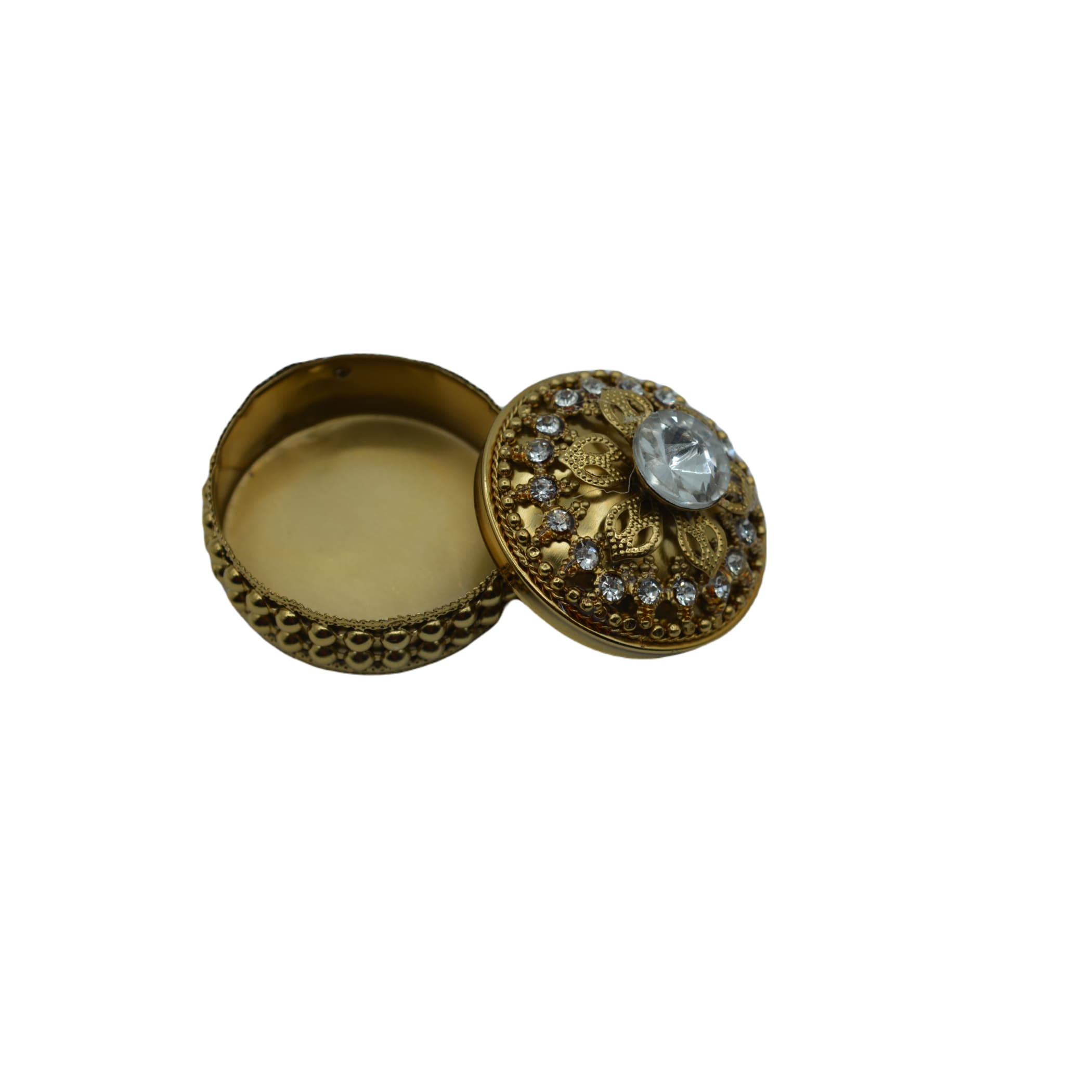 Golden metallic kumkum holder decorative box sindoor dabbi