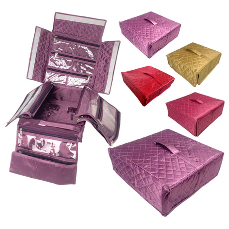 Handmade travel jewelry organizer bag cloth box foldable