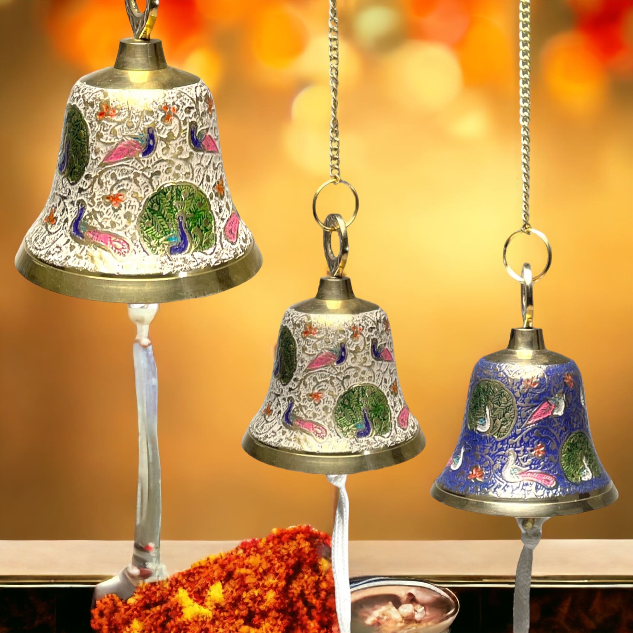 Hanging brass bell ganti indian pooja puja ghanti hindu