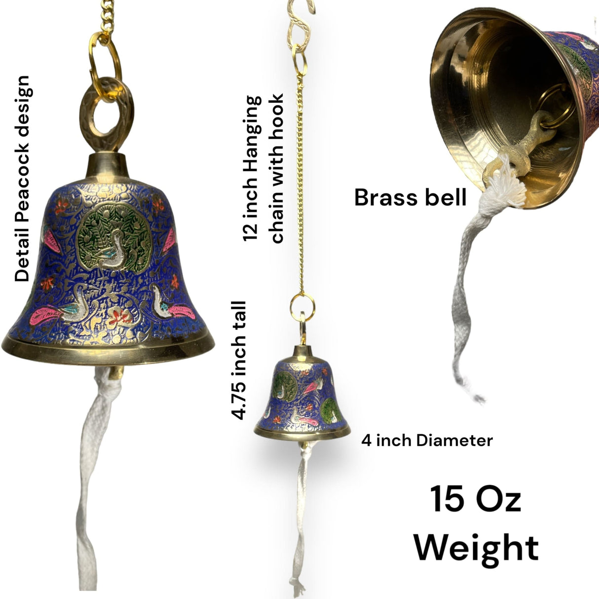 Hanging brass bell ganti indian pooja puja ghanti hindu