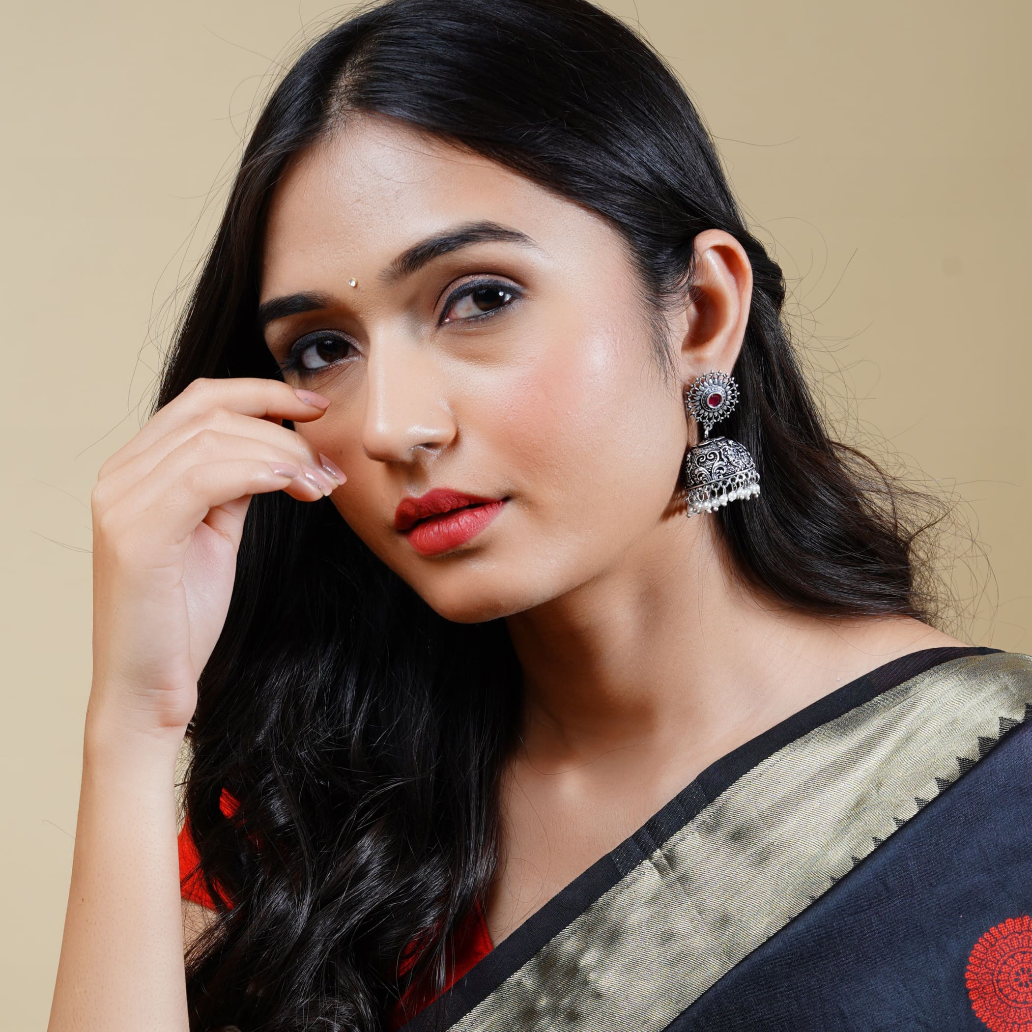 Indian oxidised chandelier earrings jhumki pakistani jewelry