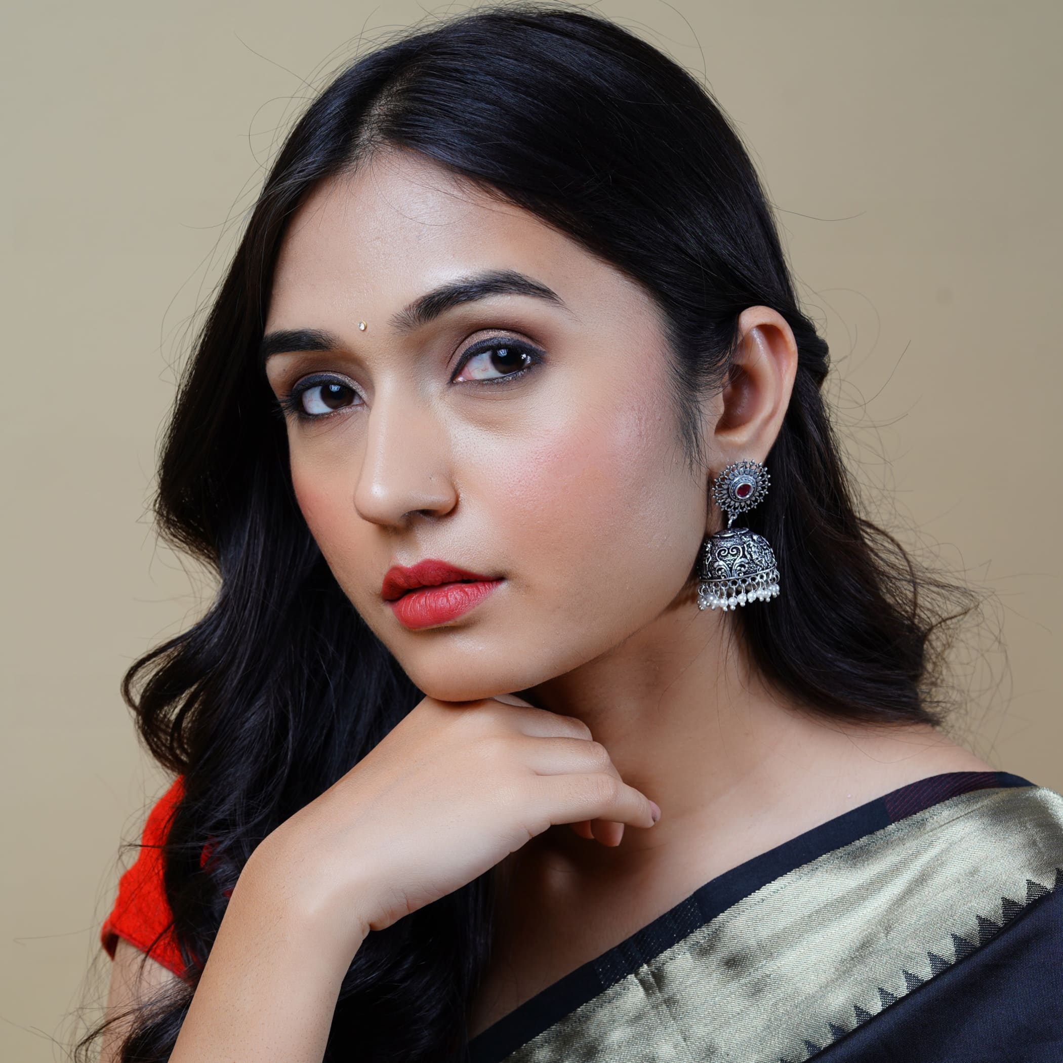 Indian oxidised chandelier earrings jhumki pakistani jewelry