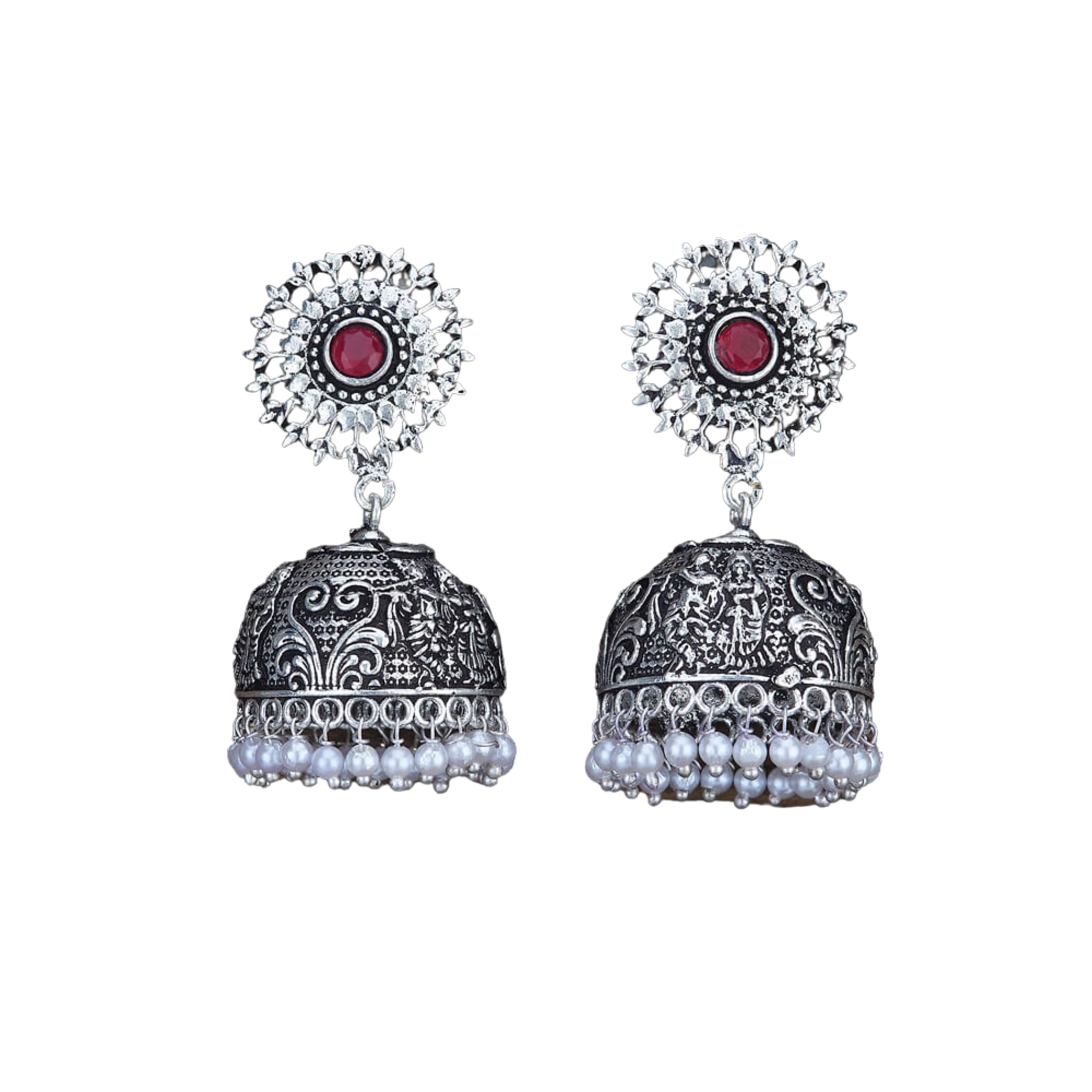 Indian oxidised chandelier earrings jhumki pakistani jewelry