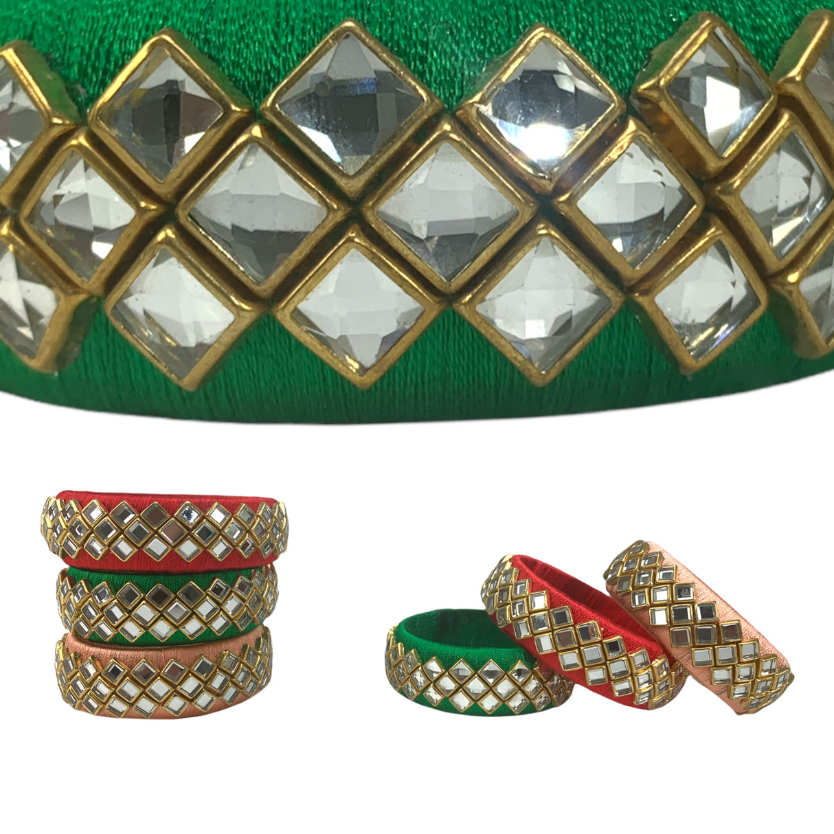 Indian silk thread bangles for women traditional kundan