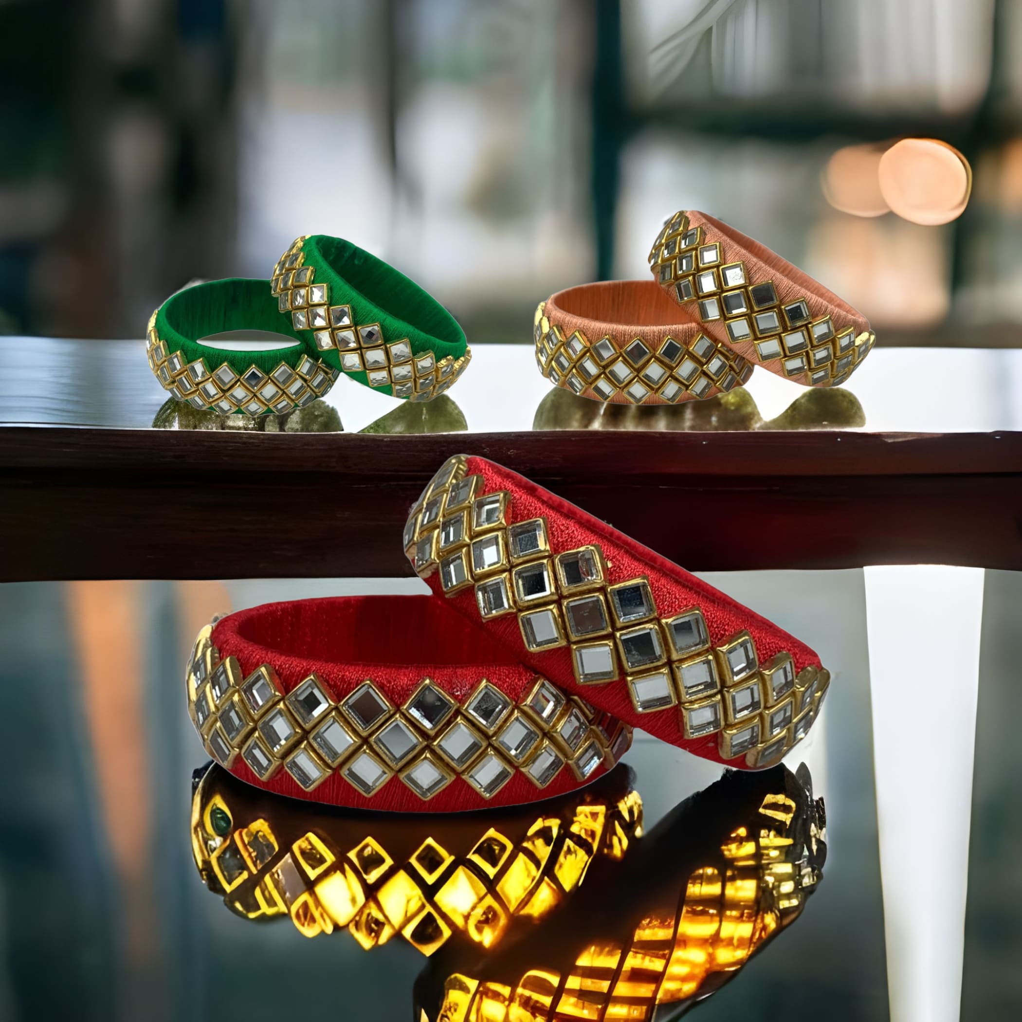 Indian silk thread bangles kundan bangle wedding bracelets