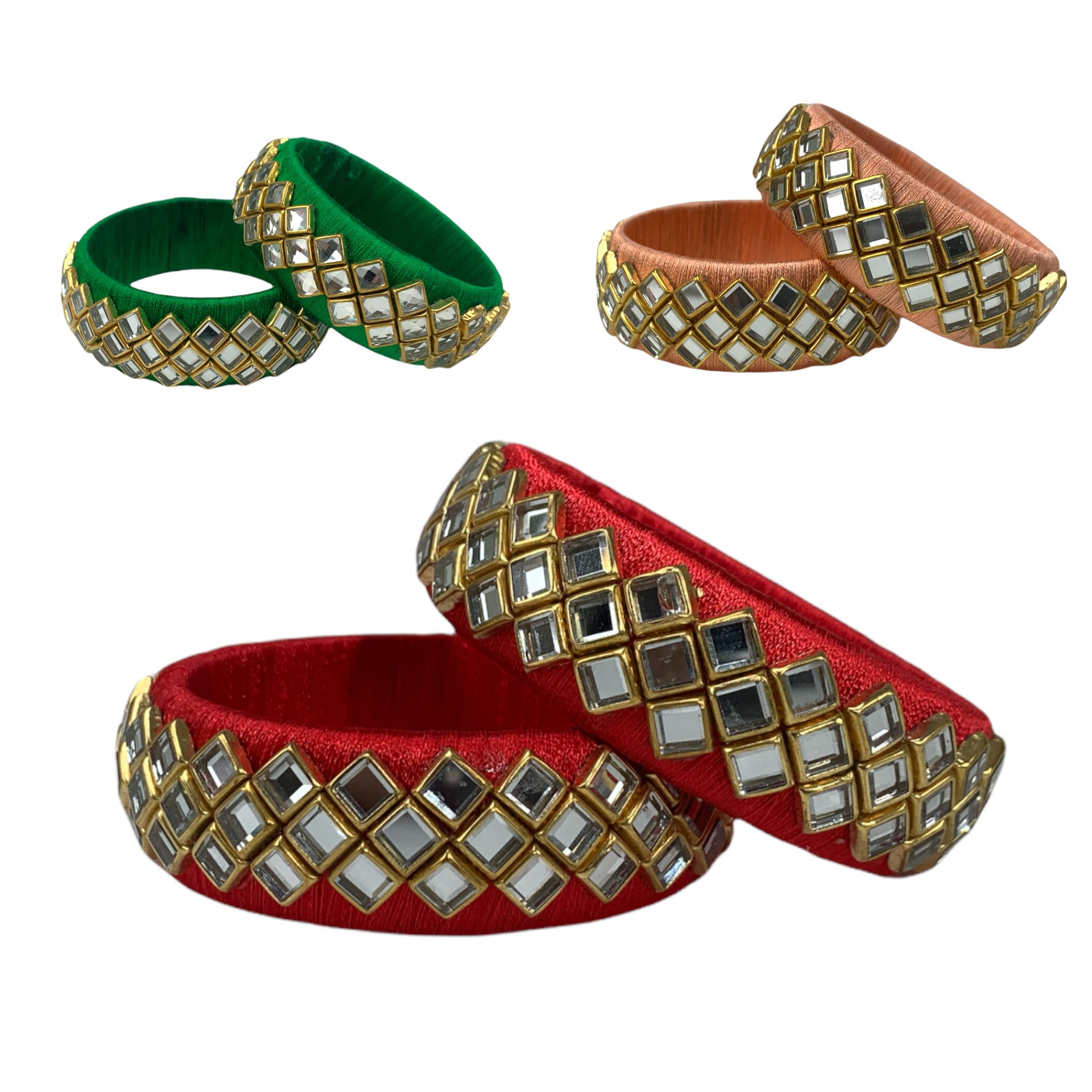 Indian silk thread bangles kundan bangle wedding bracelets