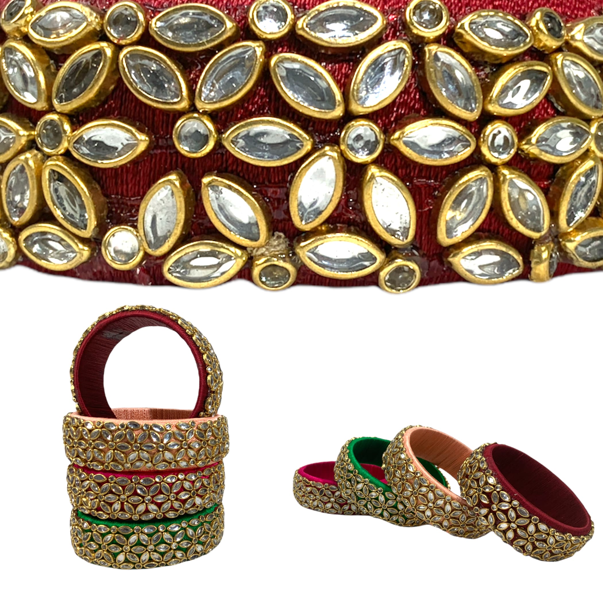 Indian silk thread bangles kundan bangle wedding bracelets