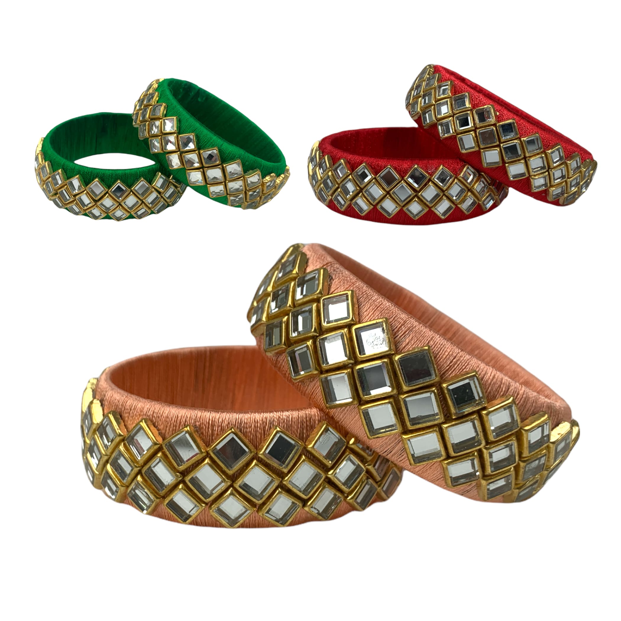 Indian silk thread bangles kundan bangle wedding bracelets