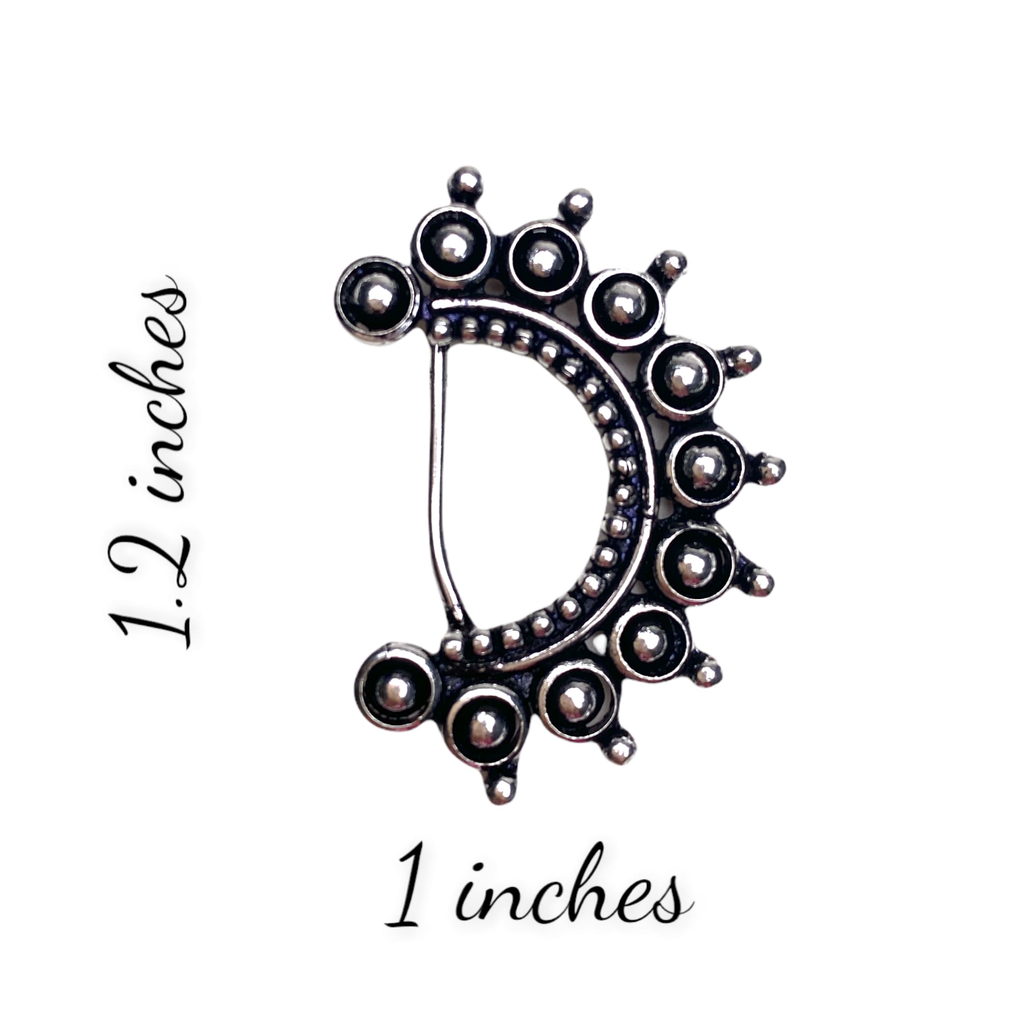 Indo western german silver clip on nath marathi nose pin