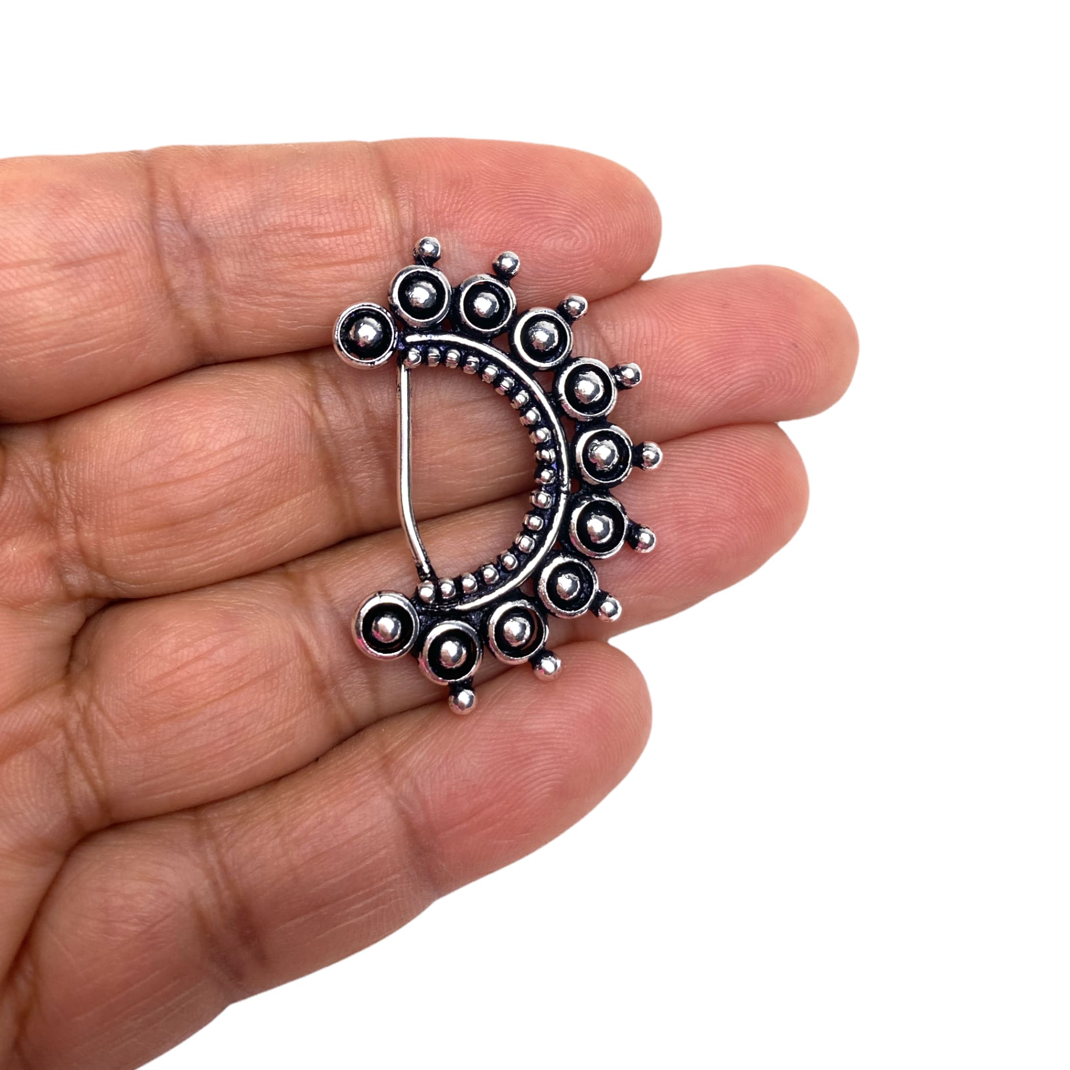 Indo western german silver clip on nath marathi nose pin