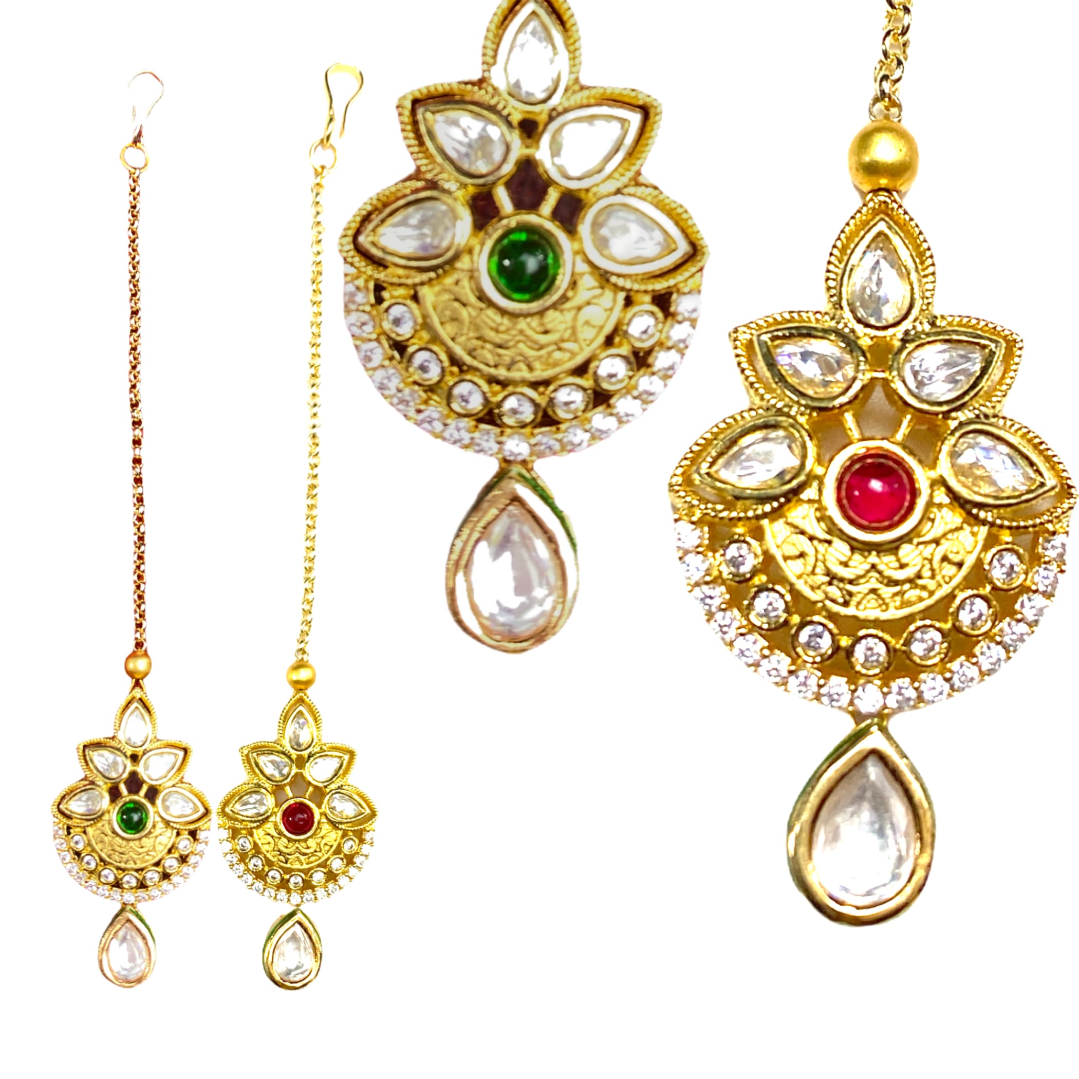 Kundan work maang tikka gold plated tika pakistani jewelry