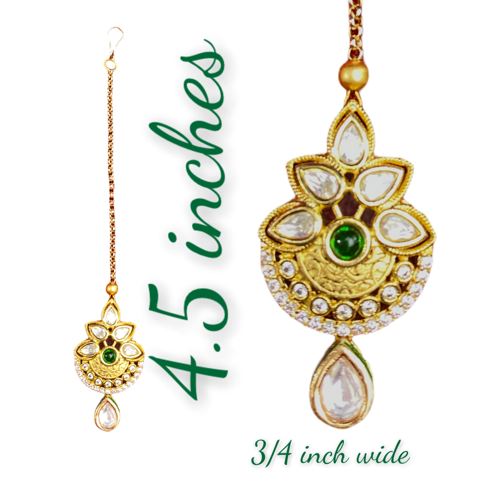 Kundan work maang tikka gold plated tika pakistani jewelry