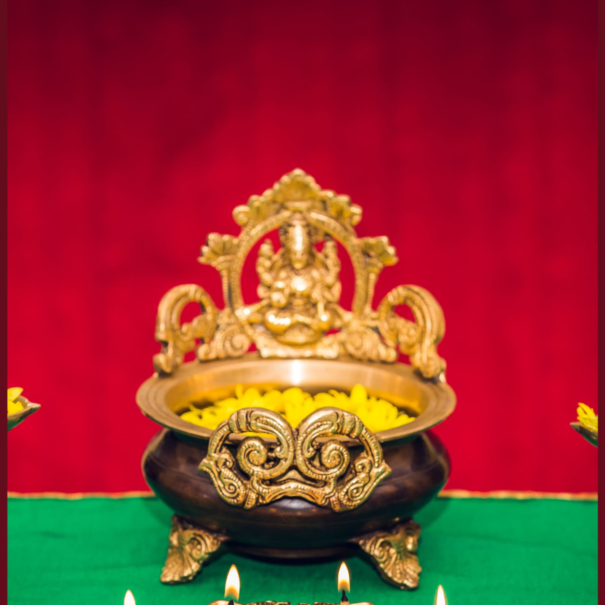 Laxmi urli bowl center table decor brass showpiece