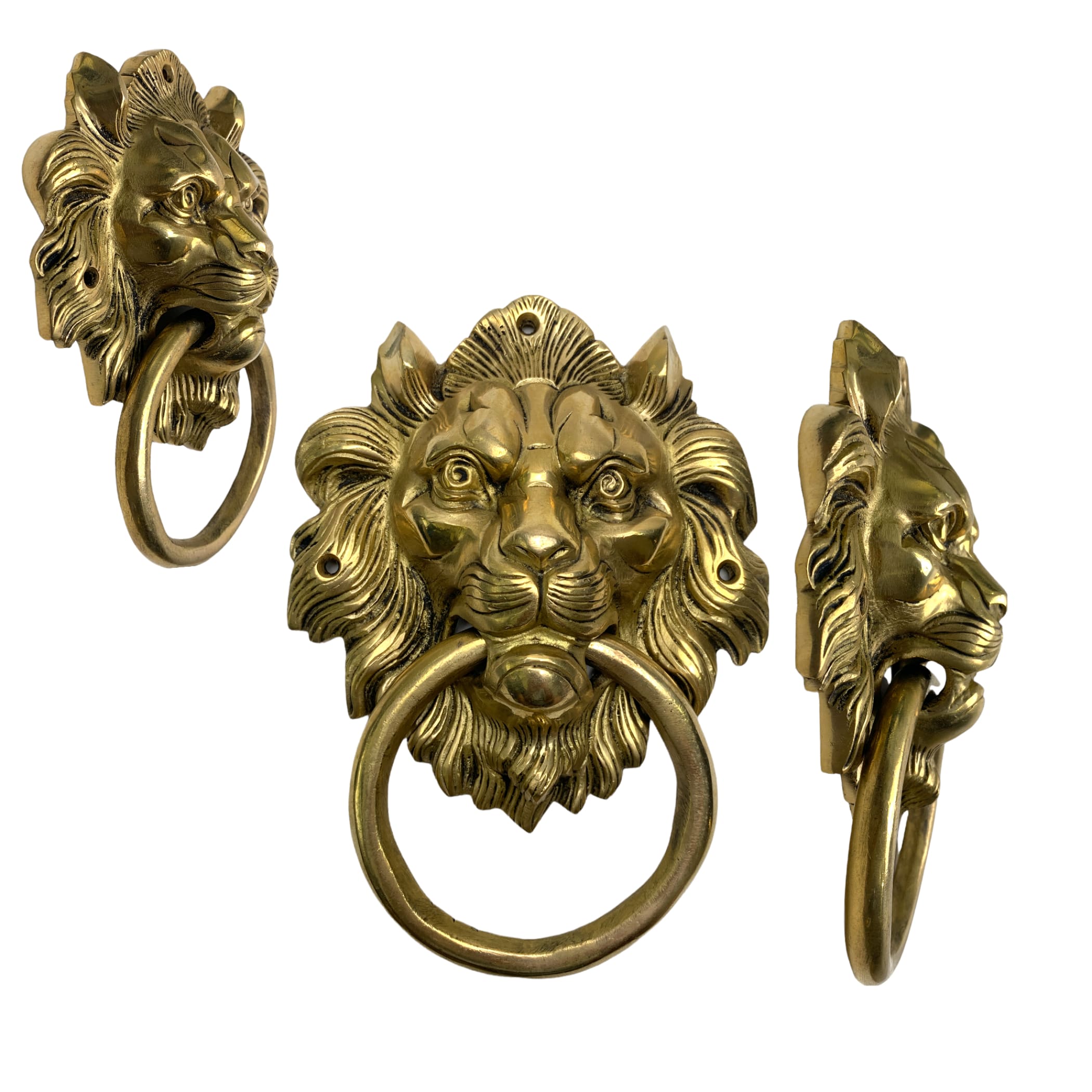 Lion head brass door knocker front metal unique house