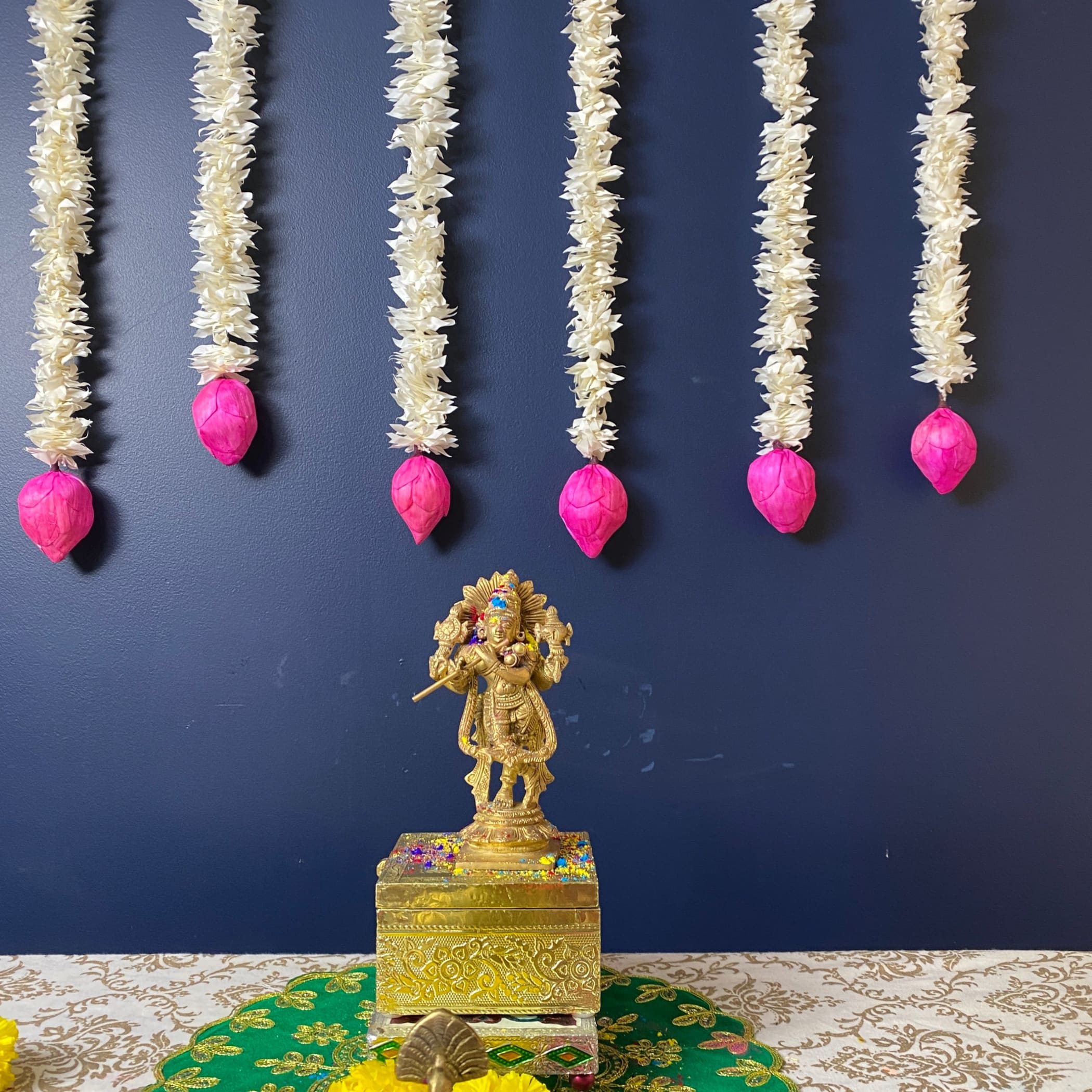 Lotus buds jasmine gajra garland indian wedding decor party