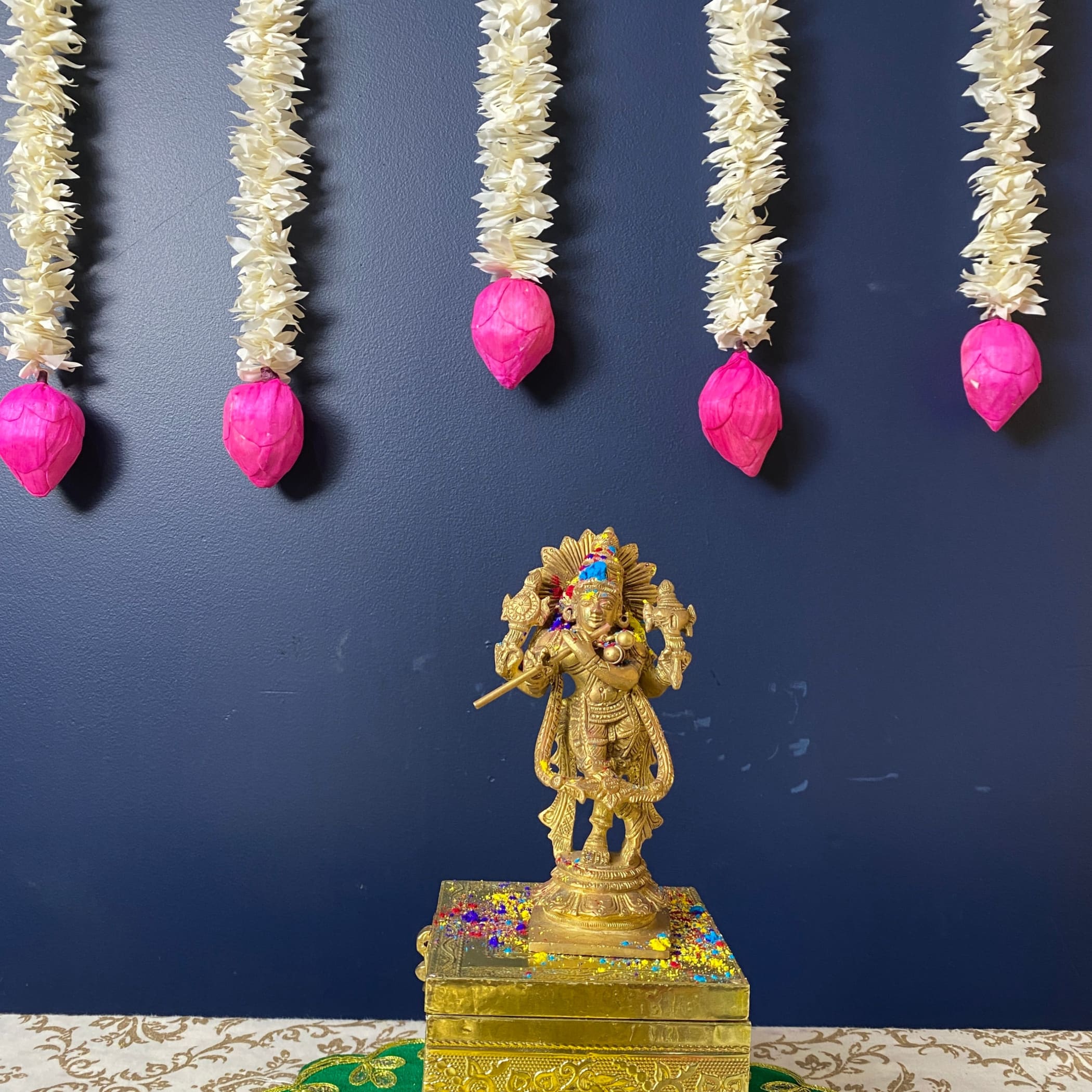 Lotus buds jasmine gajra garland indian wedding decor party