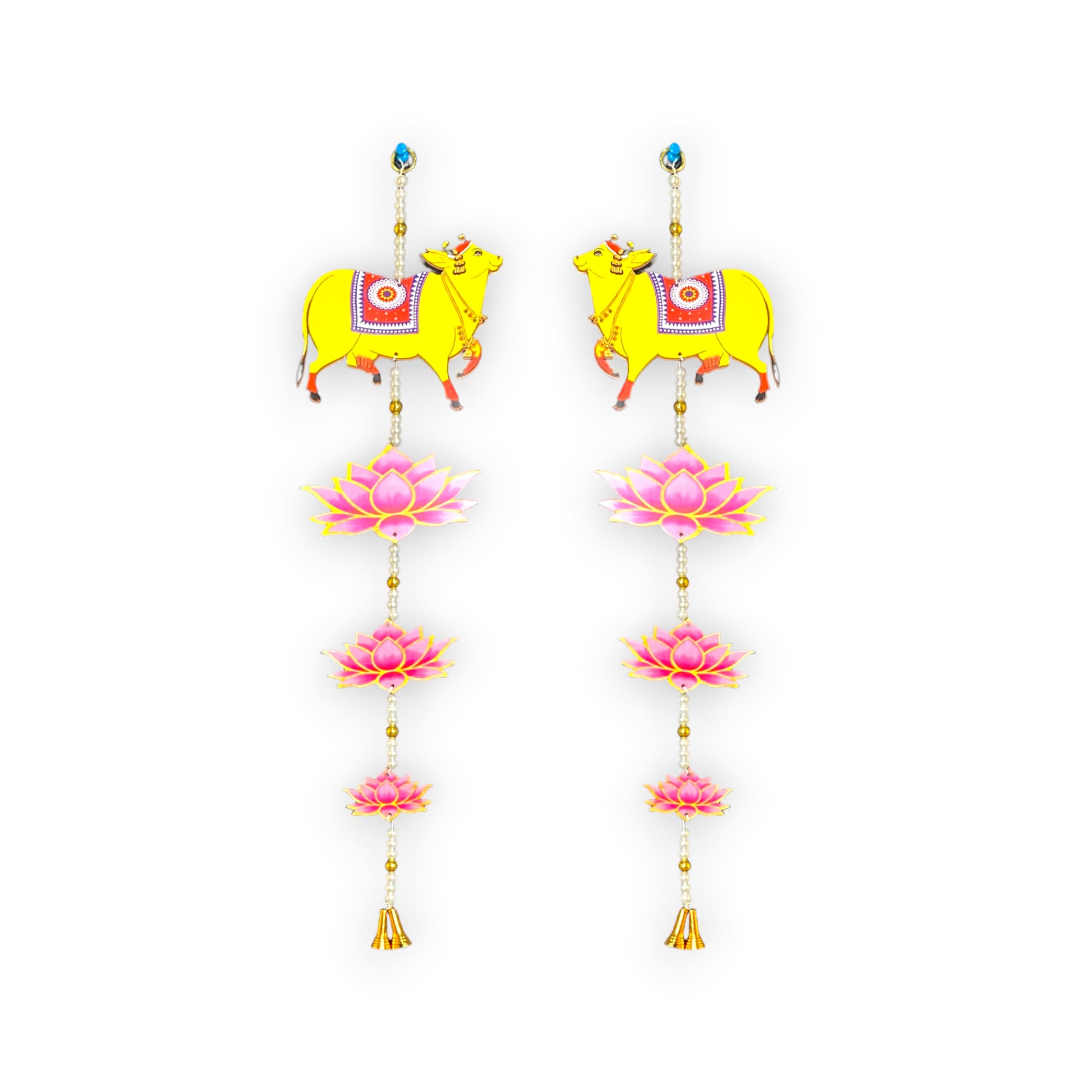 Lotus cow pair hangings for home decor backdrop hanging