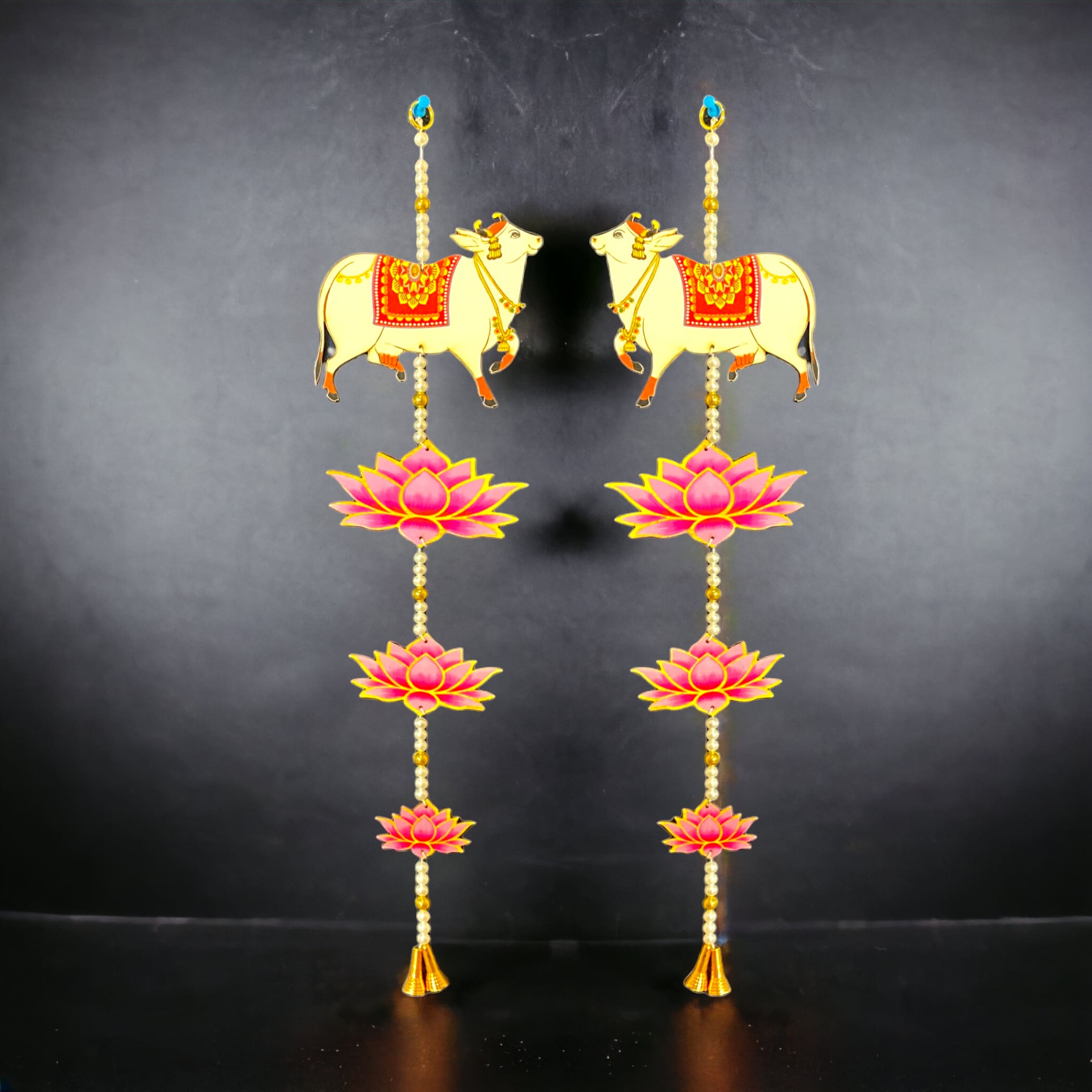Lotus cow pair hangings for home decor backdrop hanging