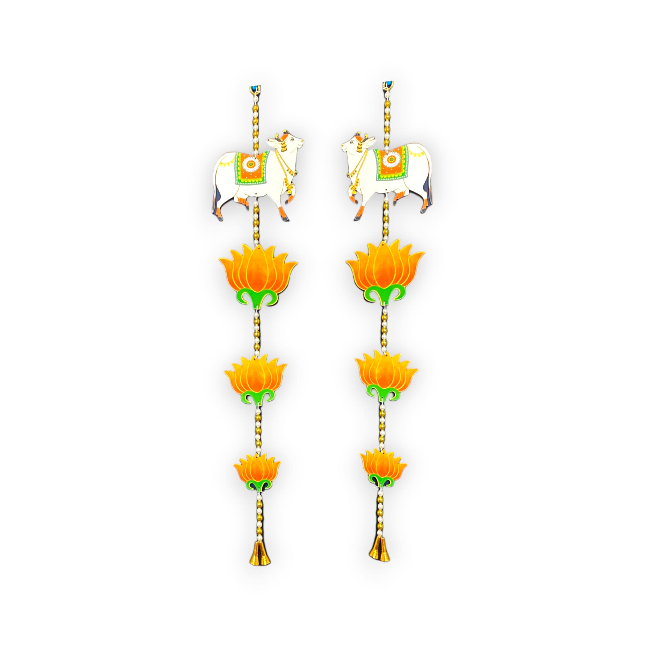 Lotus cow pair hangings for home decor backdrop hanging