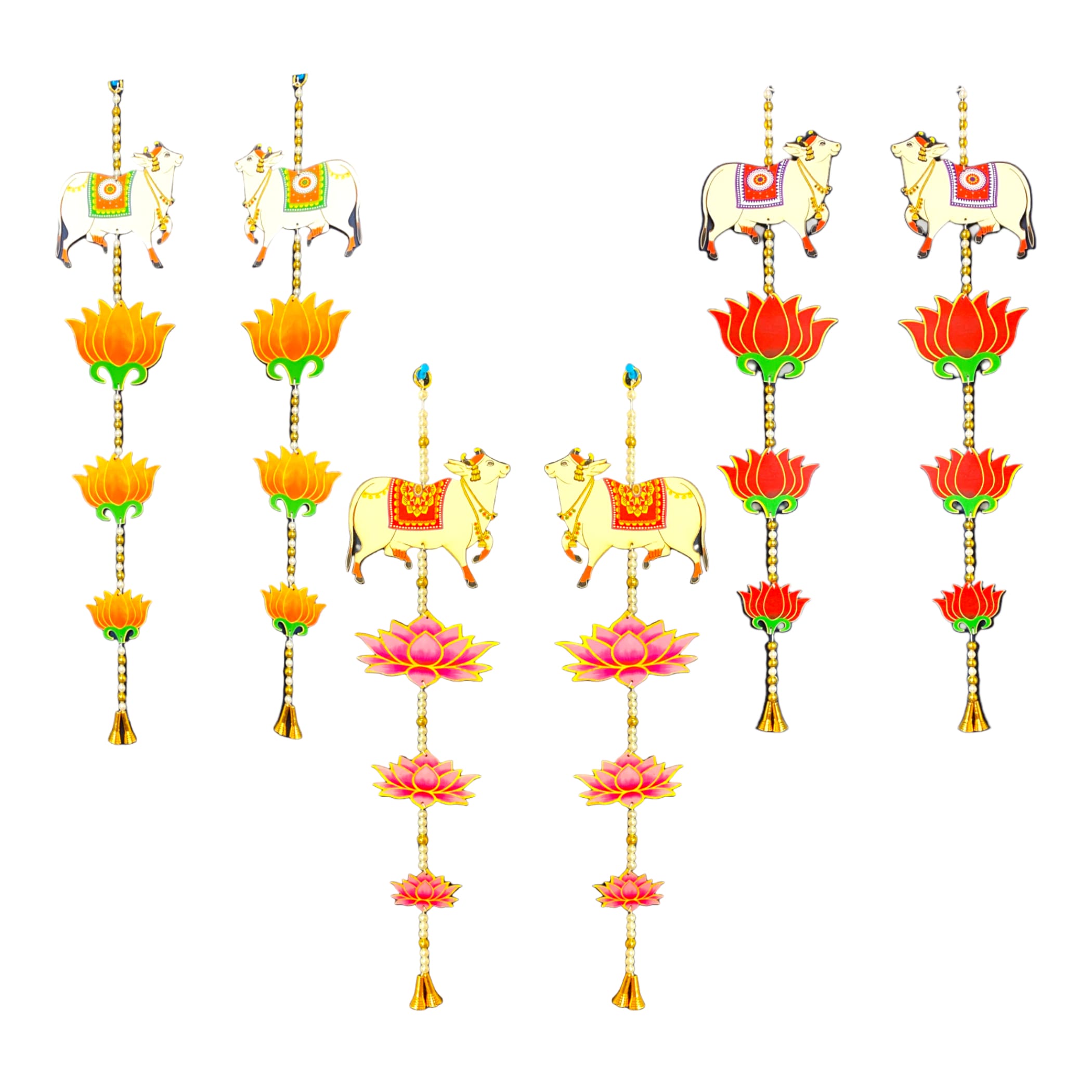 Lotus cow pair hangings for home decor backdrop hanging