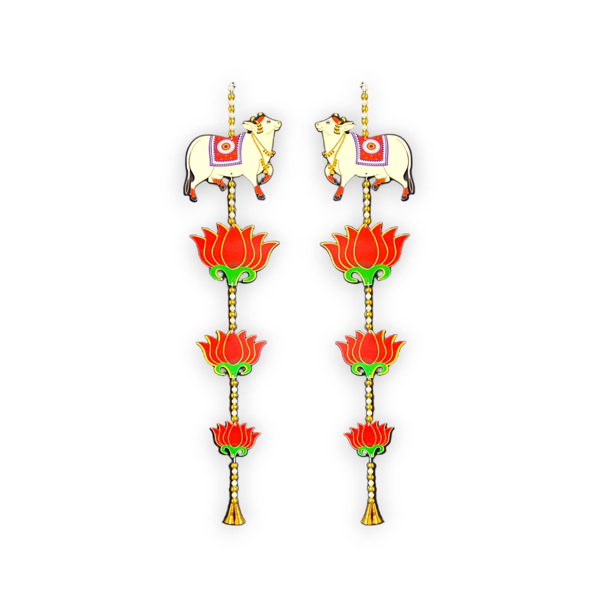 Lotus cow pair hangings for home decor backdrop hanging