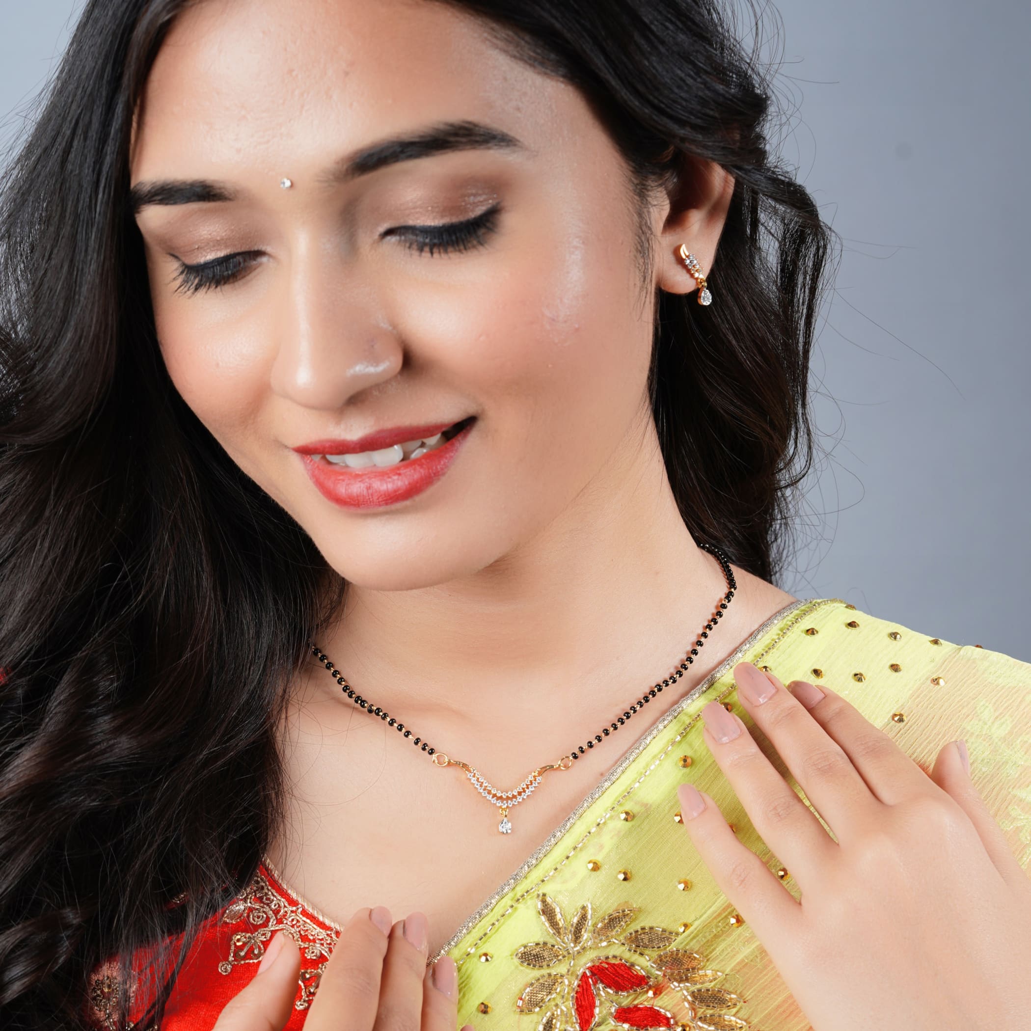 Mangalsutra with earring jewerly set necklace chain earrings