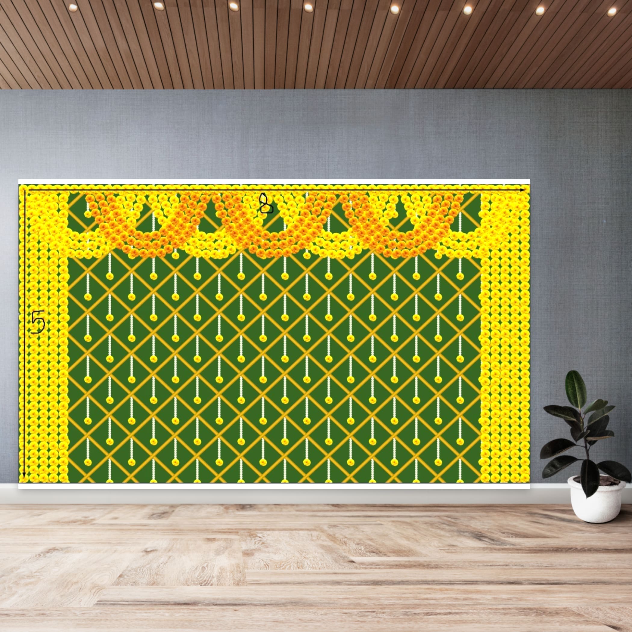 Marigold backdrop pooja cloth traditional decor indian