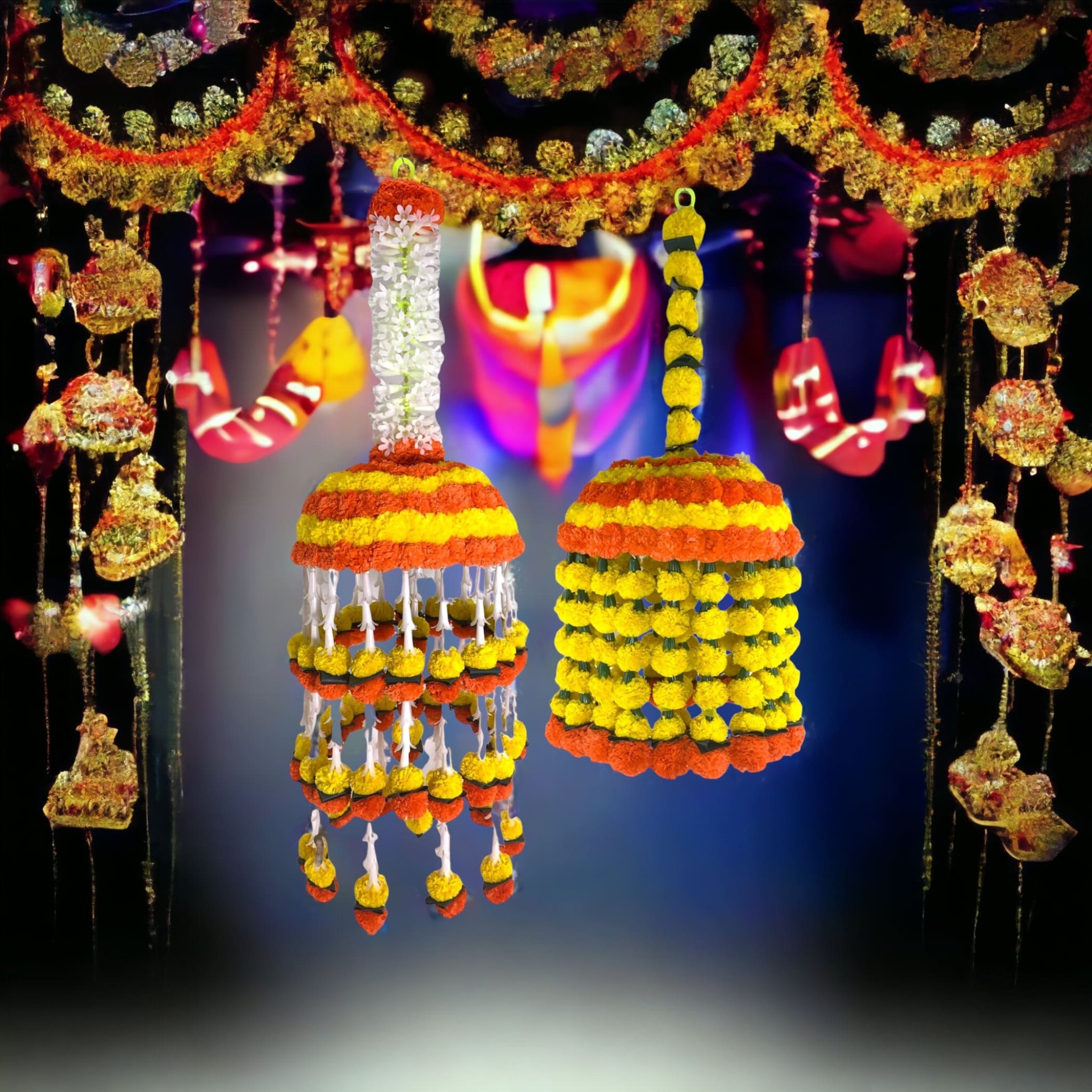Marigold jhoomar decor mehndi decoration wedding