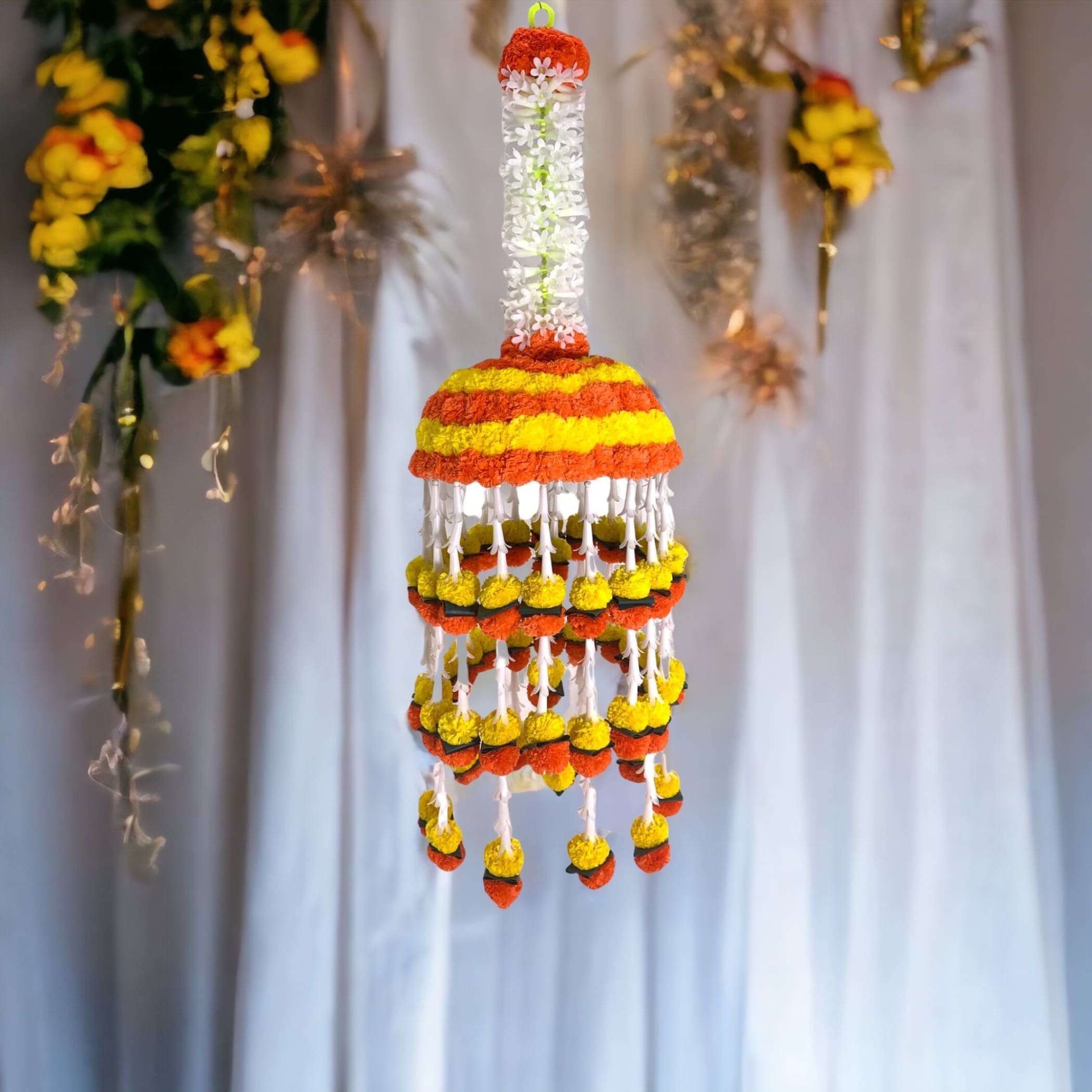 Marigold jhoomar decor mehndi decoration wedding