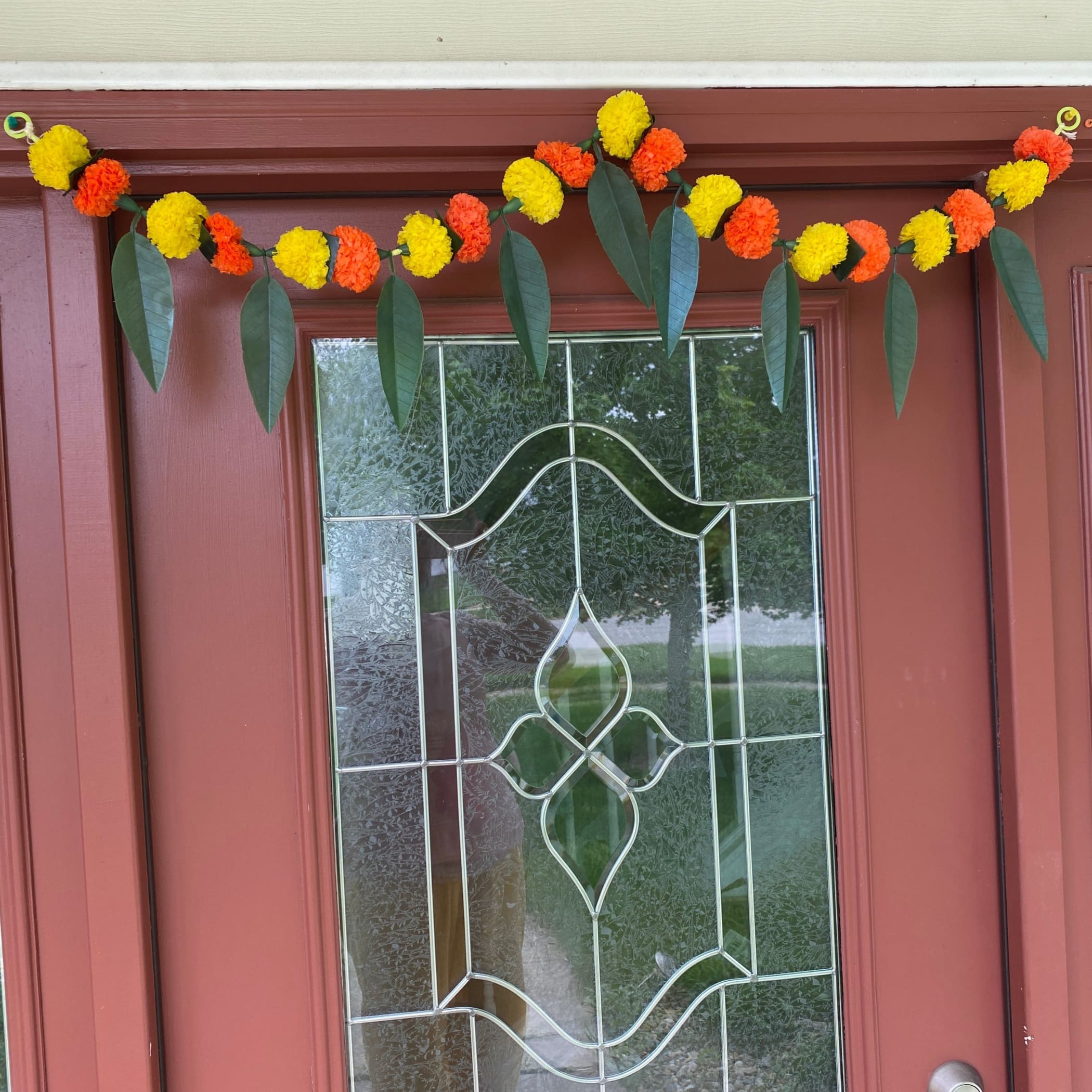 Marigold mango leaf door toran diwali decoration bhandarwal
