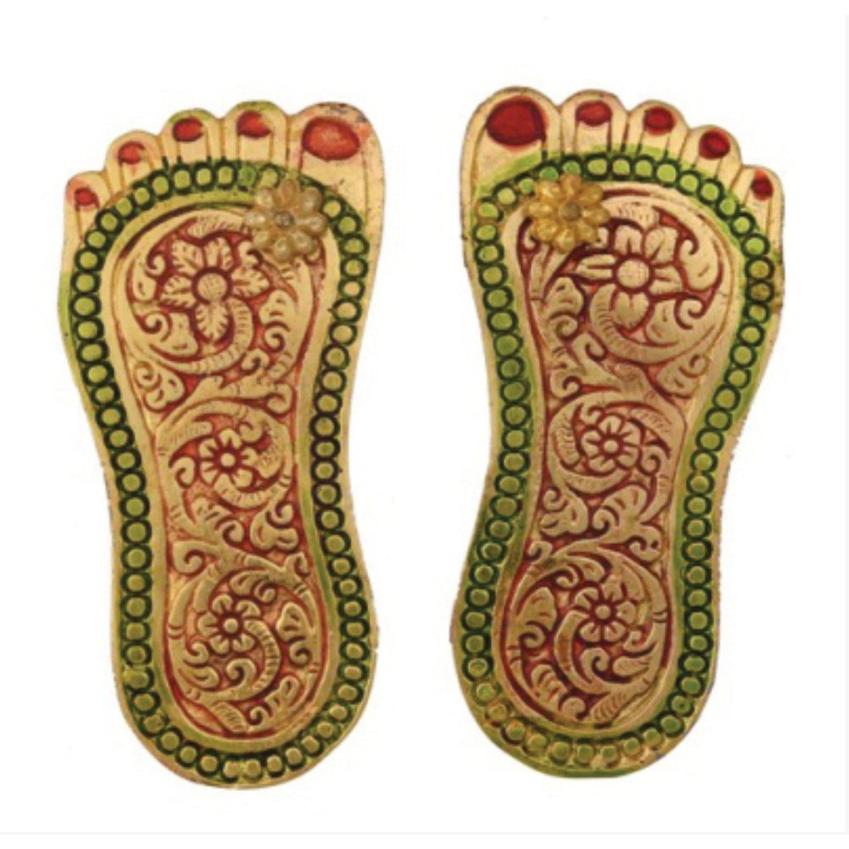 Metal laxmi feet hindu diwali decor vara lakshmi pagh pooja