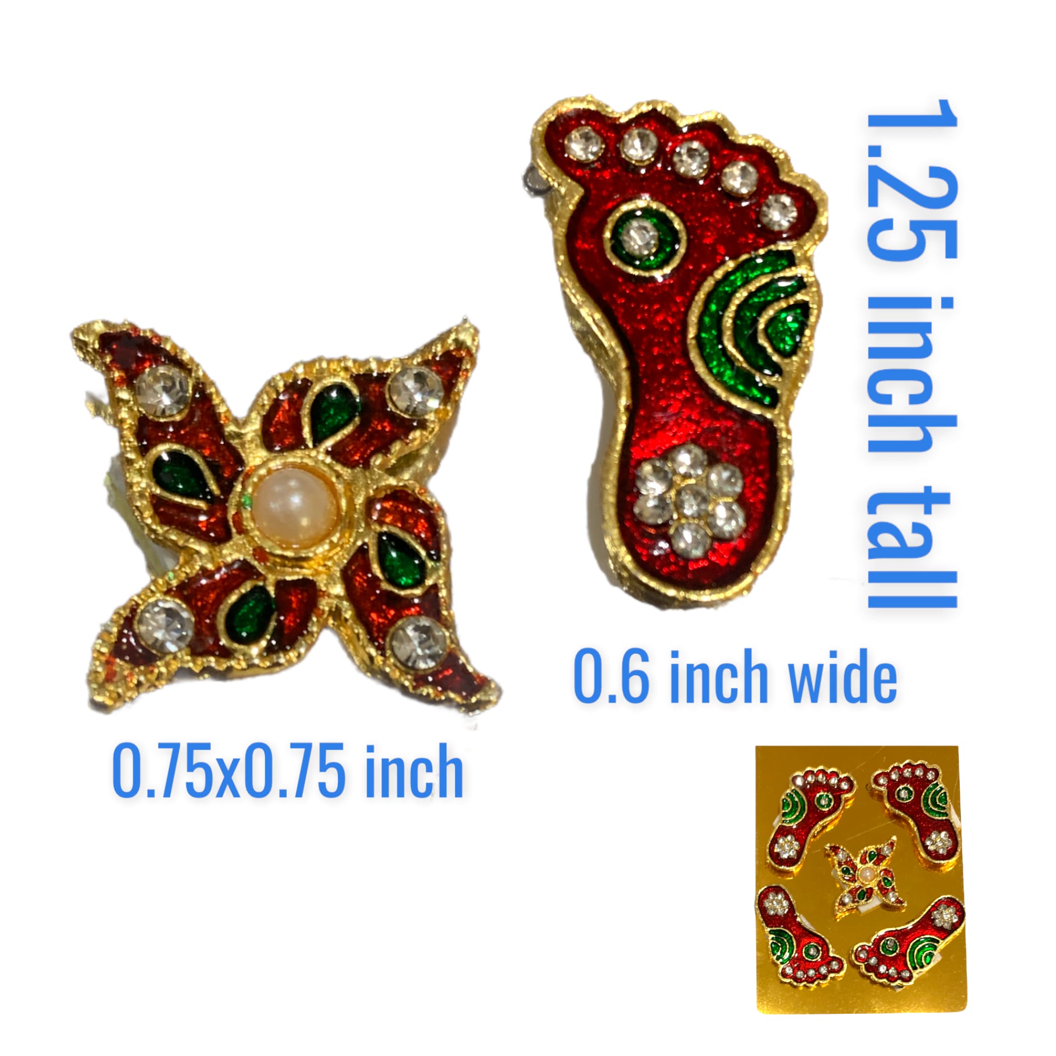 Metallic laxmi feet pairs (2) with swastik (1) diwali decor