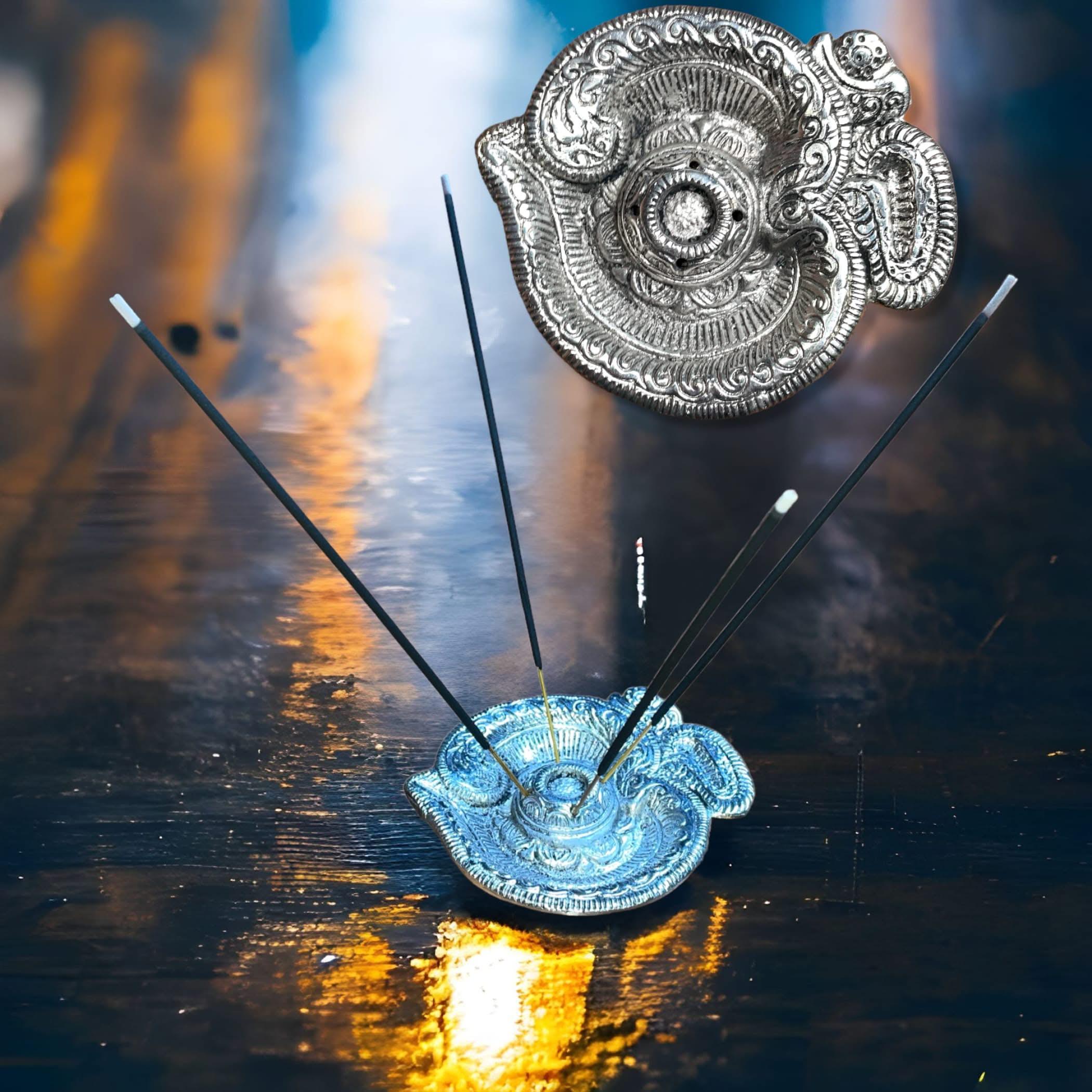 Buy om incense holder aluminum silver agarbatti dhoop holder ash