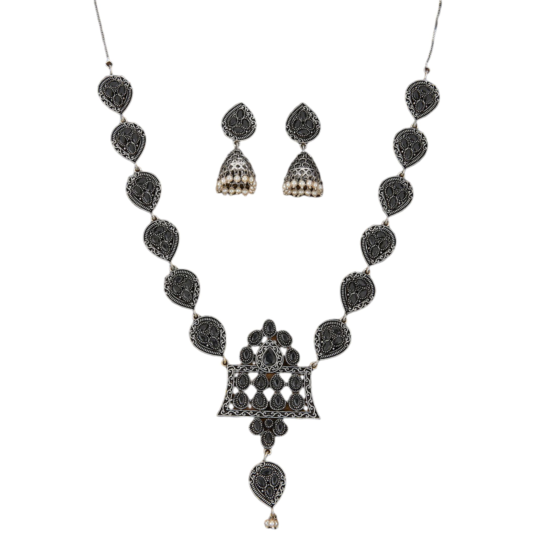 Oxidized indian jewelry boho tribal oxidised long necklace