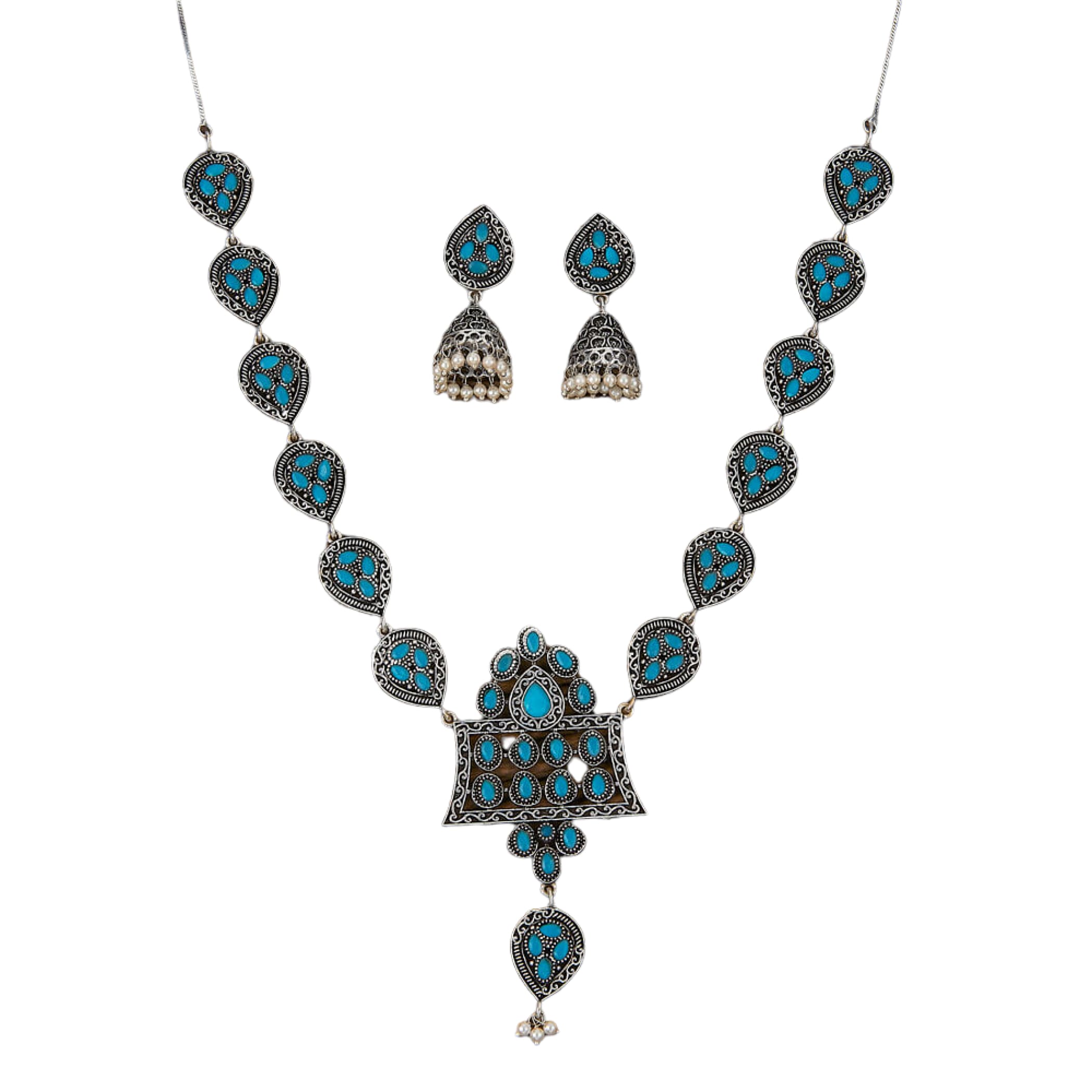 Oxidized indian jewelry boho tribal oxidised long necklace