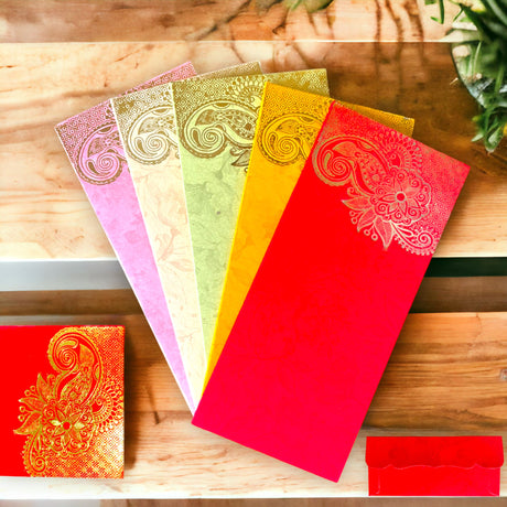 Pack of 10 assorted paisley paper shagun gift cards