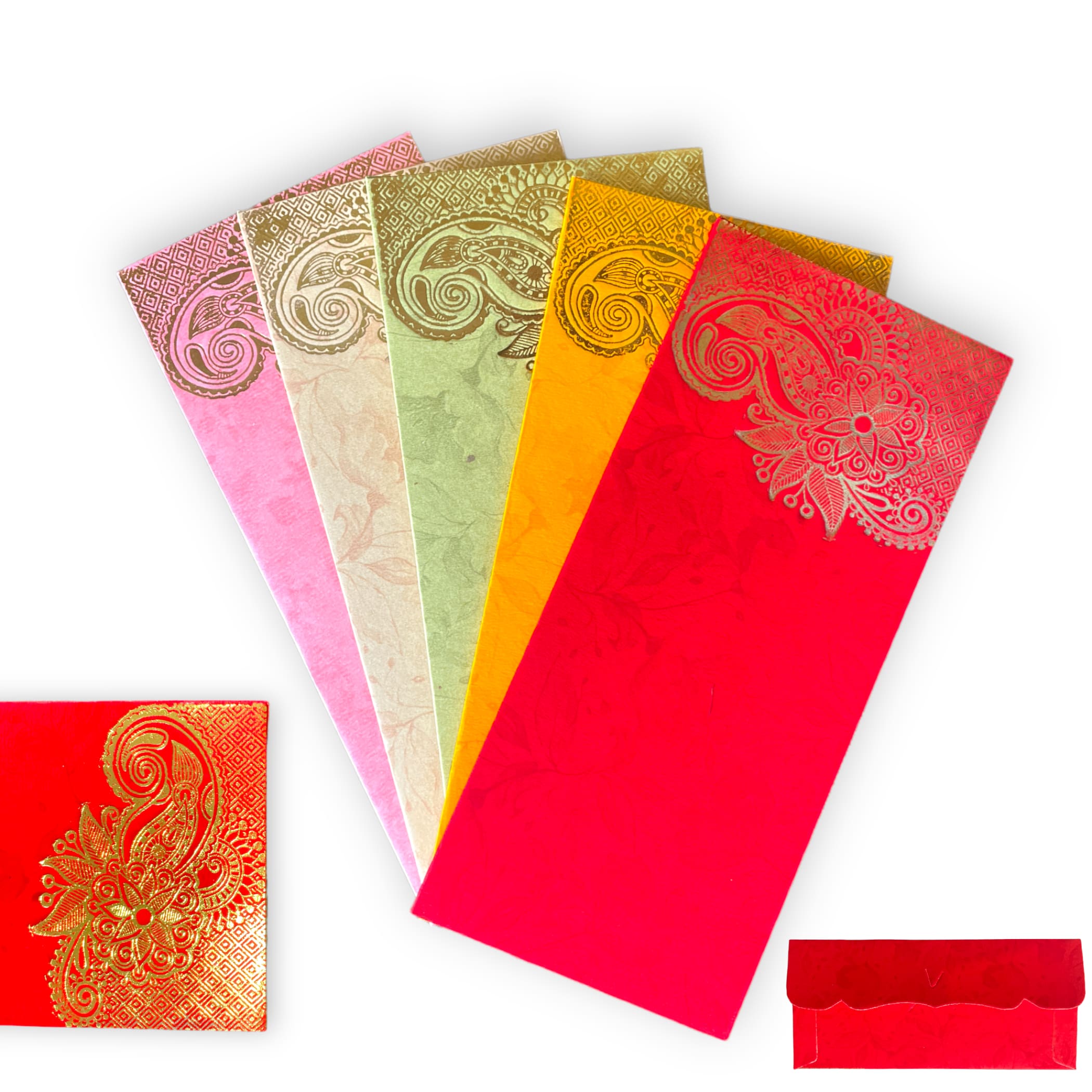 Pack of 10 assorted paisley paper shagun money envelopes
