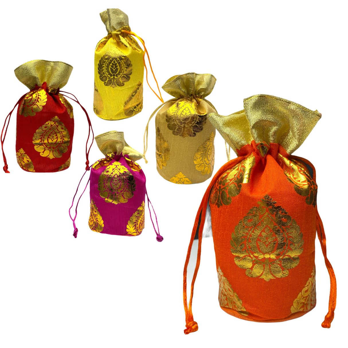 Pack of 20 fabric potli bags indian traditional silk ethnic