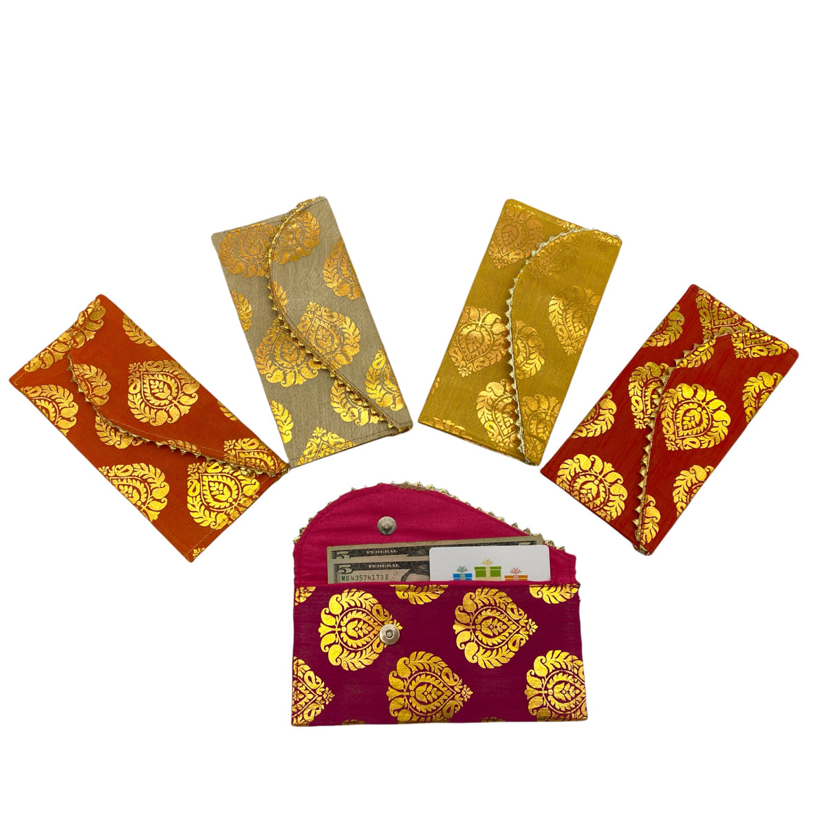Pack of 5 fabric money envelopes for cash decorative gotta
