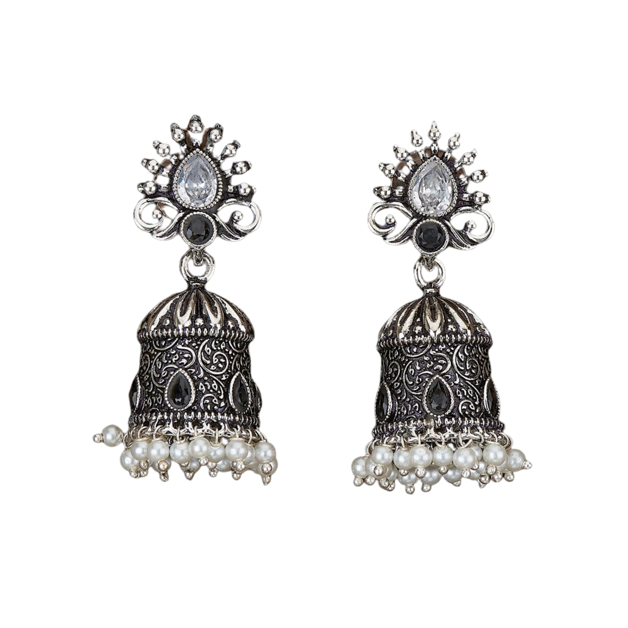 Pakistani jewelry ethnic chandelier earrings oxidised indian