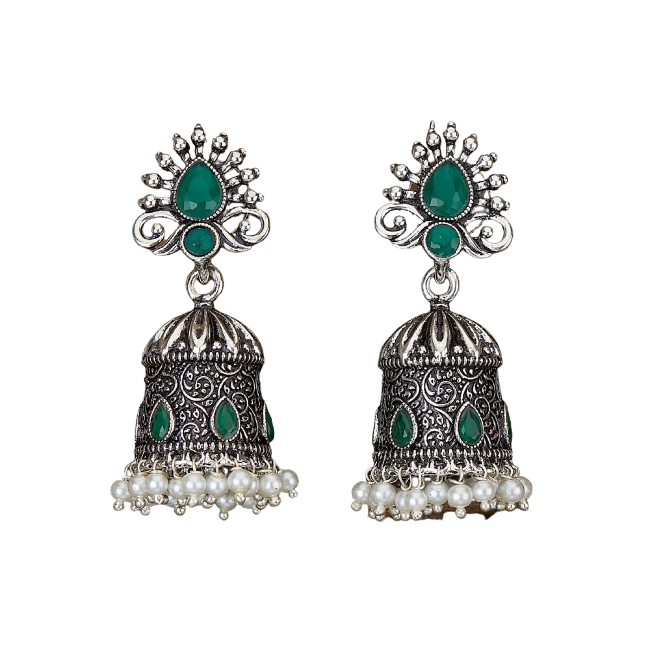 Pakistani jewelry ethnic chandelier earrings oxidised indian